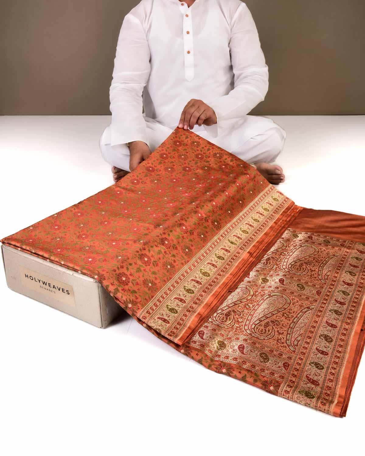 Banarasi Silk Zari Work The entire body is covered in a woven jaal