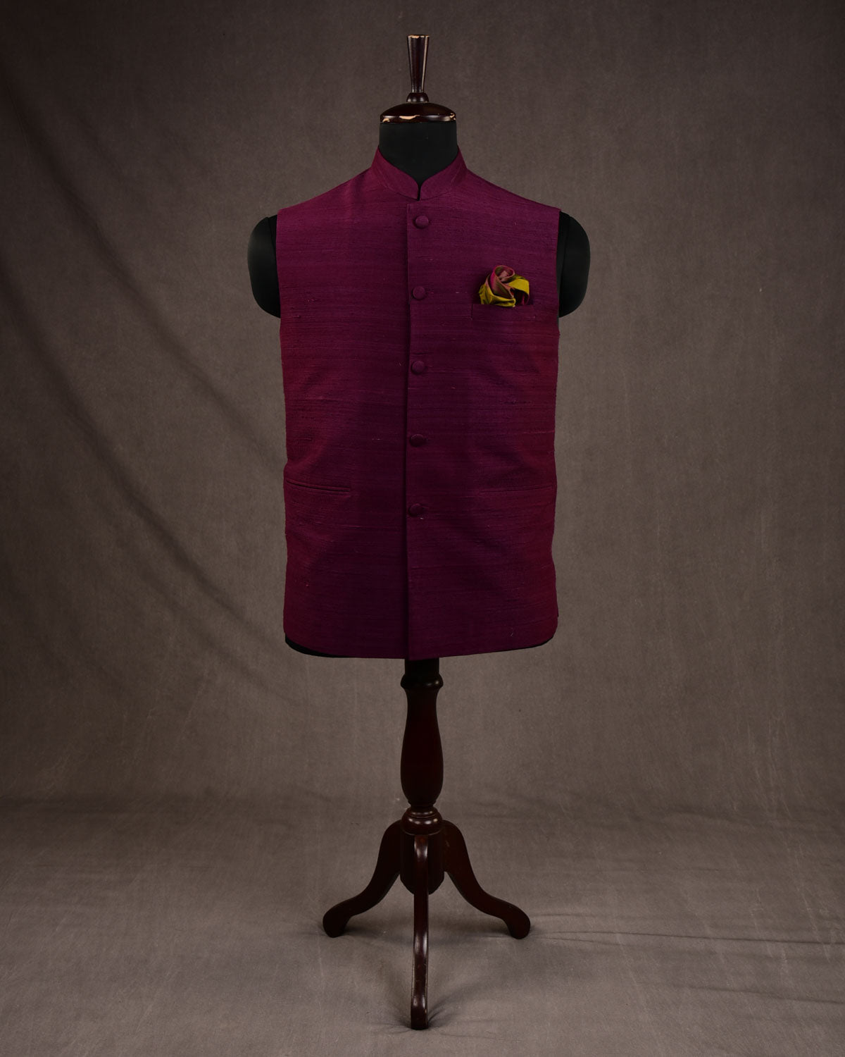 Sangria Maroon Textured Raw Silk Mens Modi Jacket-HolyWeaves