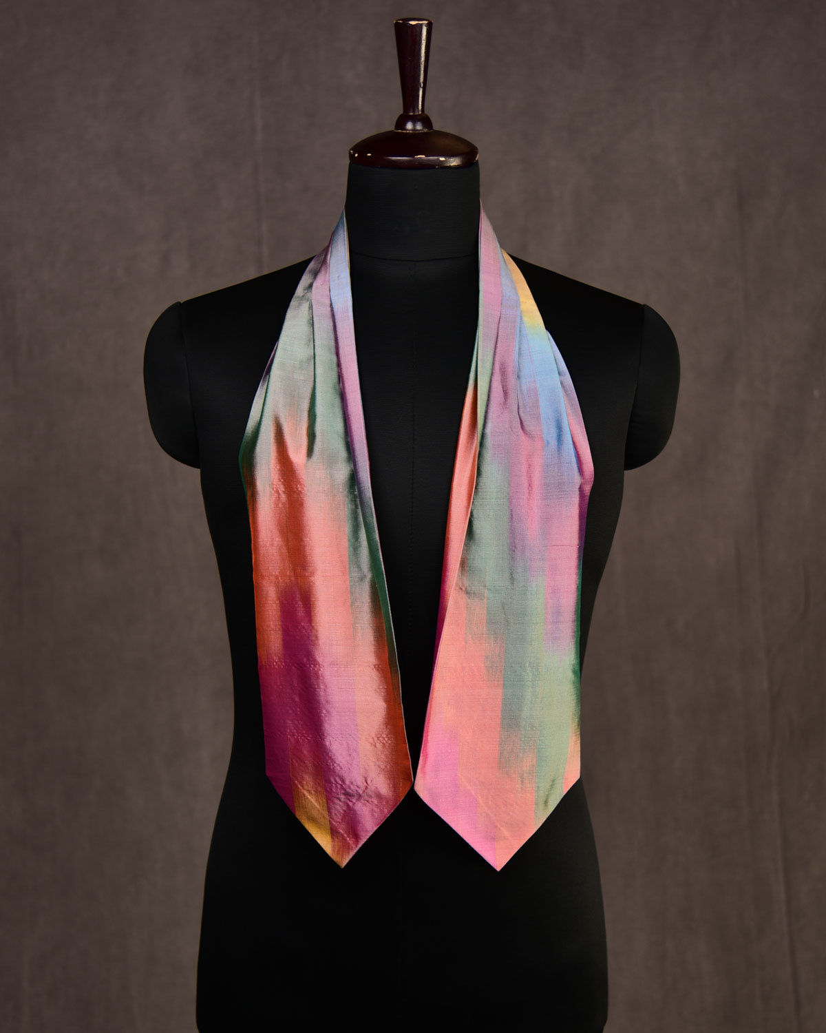 Multi-color Rainbow Ikat Silk Ascot Tie-HolyWeaves