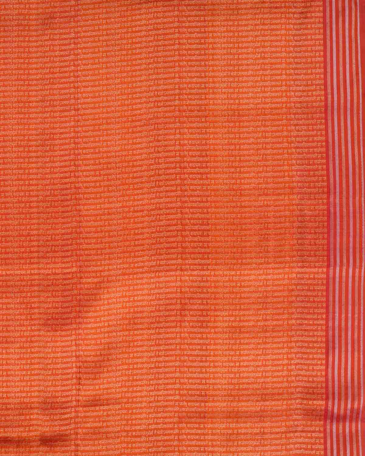 Shot Orange Banarasi Gold & Silver Zari Duet Polka Buti Cutwork Brocade Handwoven Katan Silk Saree with Gita Shlok Blouse-HolyWeaves