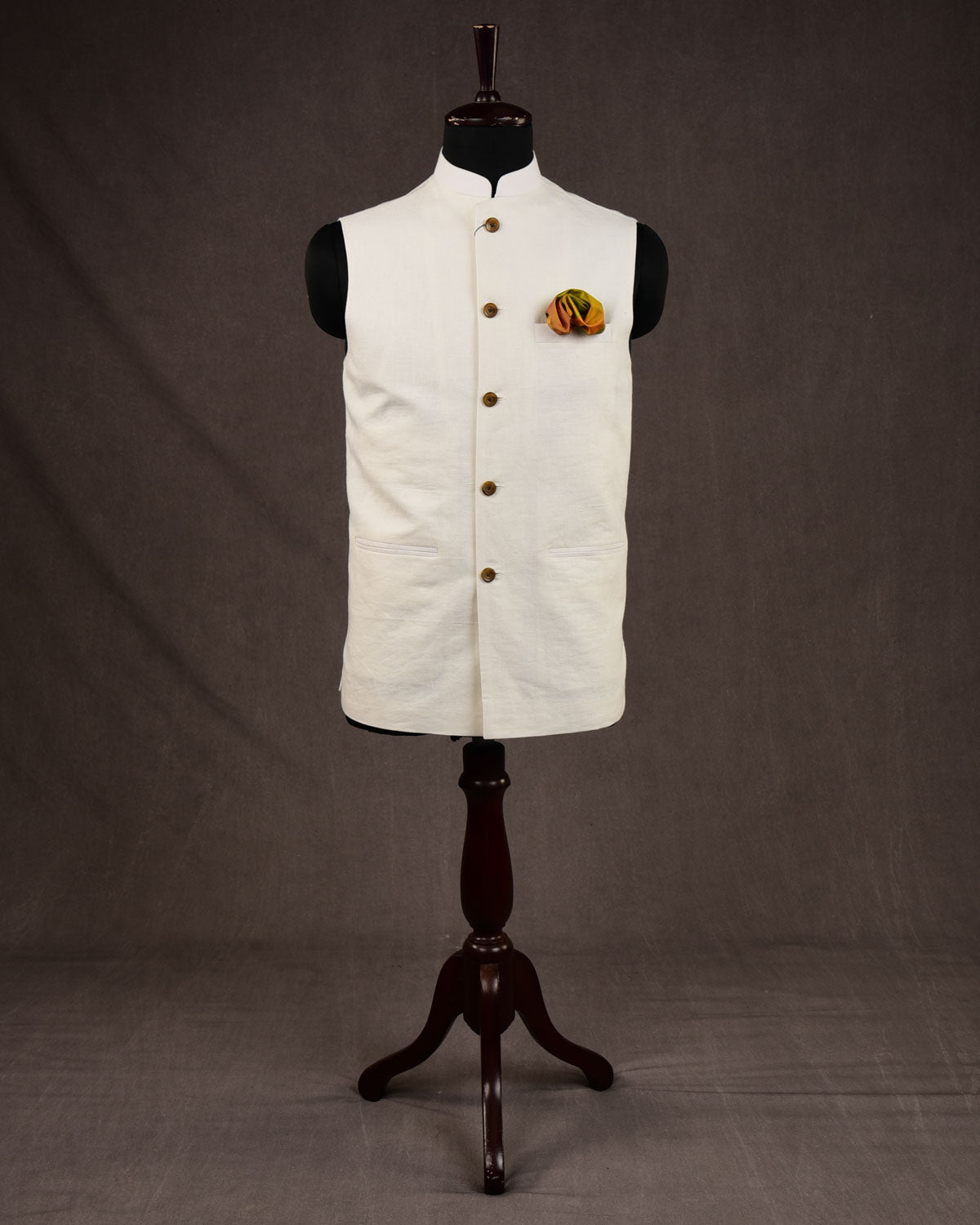 White Linen Mens Modi Jacket-HolyWeaves