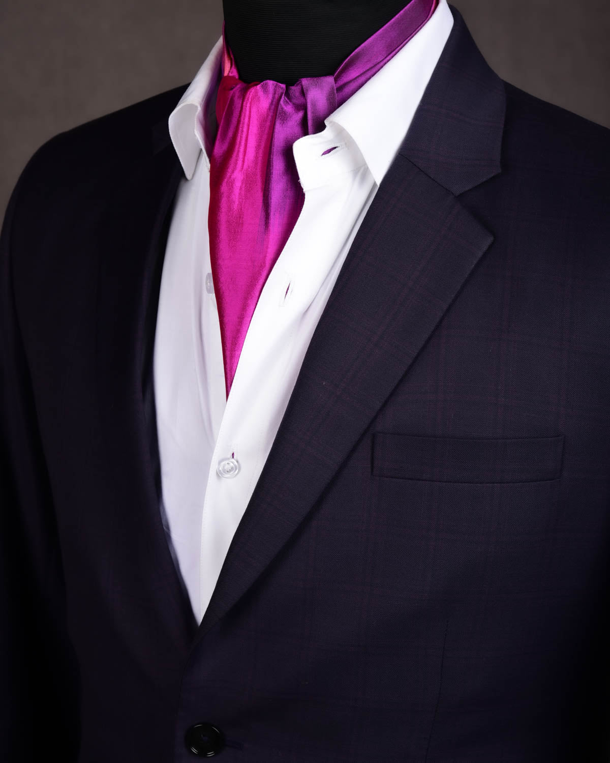 Vibgyor Fuchsia Pink Handwoven Silk Ascot Tie-HolyWeaves