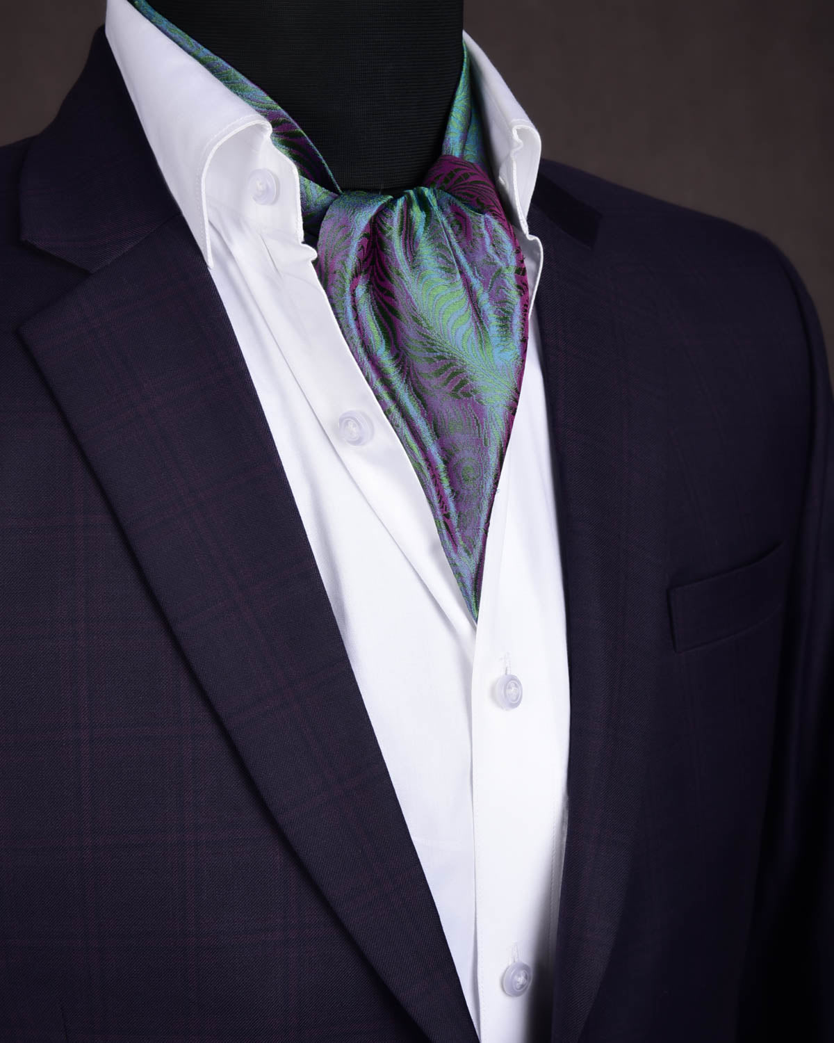 Shot Green Morpankh Handwoven Silk Ascot Tie-HolyWeaves