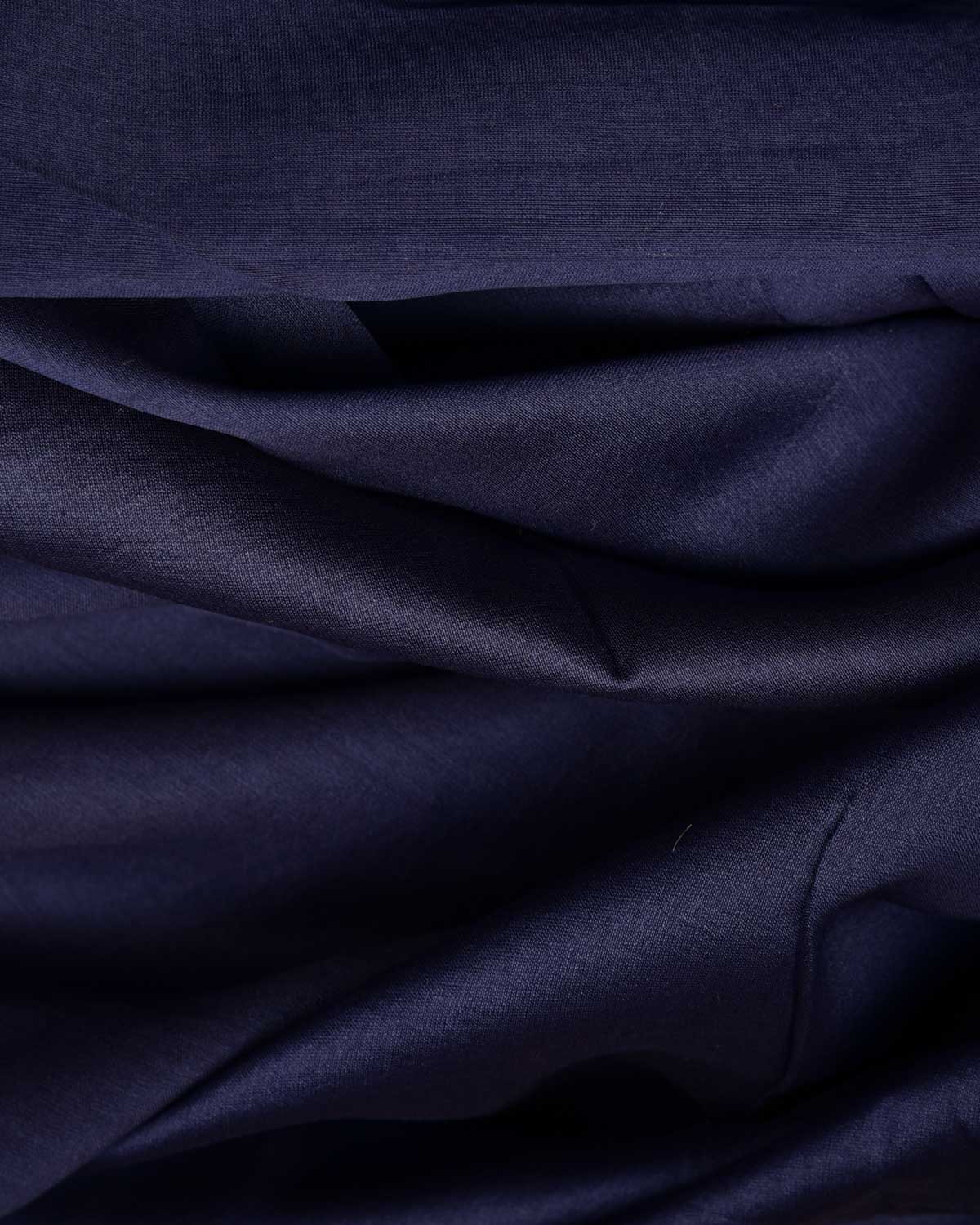 Navy Blue Banarasi Pure Cotton Silk Fabric-HolyWeaves