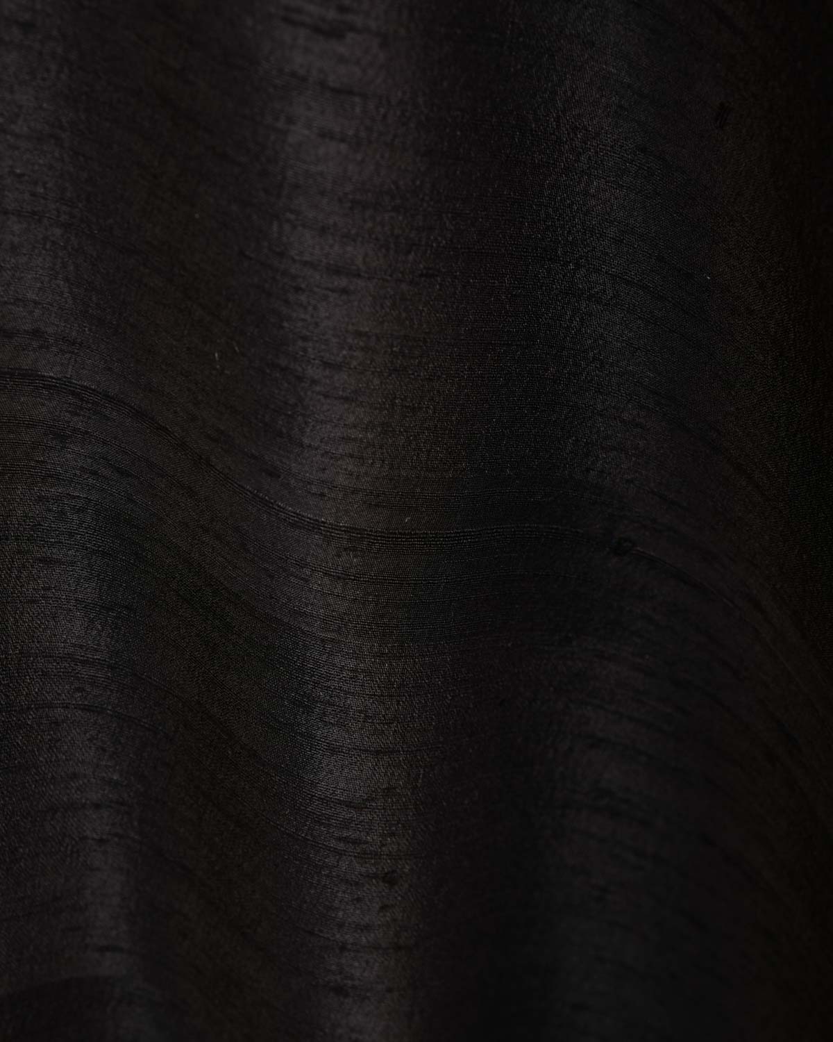 Black Banarasi Textured Handwoven Raw Silk Fabric-HolyWeaves