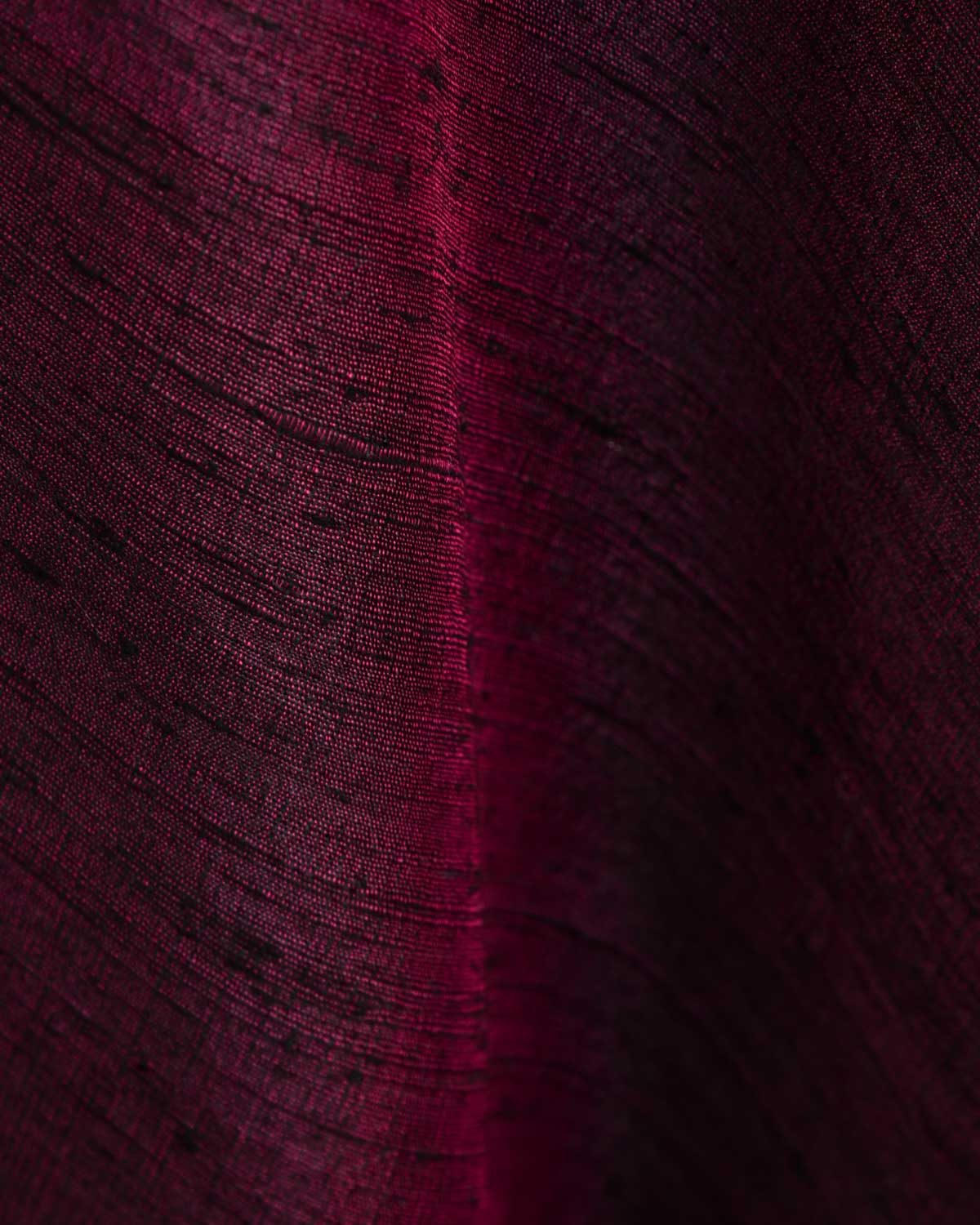 Shot Plum Magenta Banarasi Textured Slub Handwoven Raw Silk Fabric-HolyWeaves