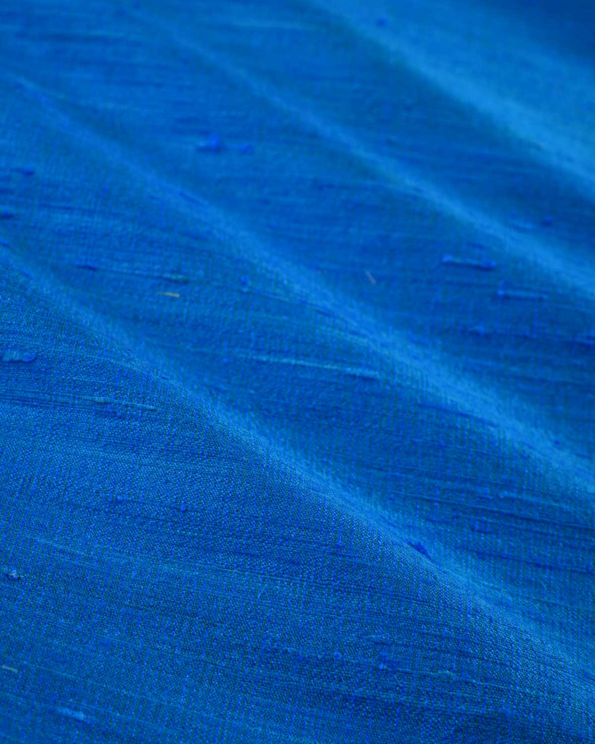 Shot Green-Blue Banarasi Textured Slub Handwoven Raw Silk Fabric-HolyWeaves