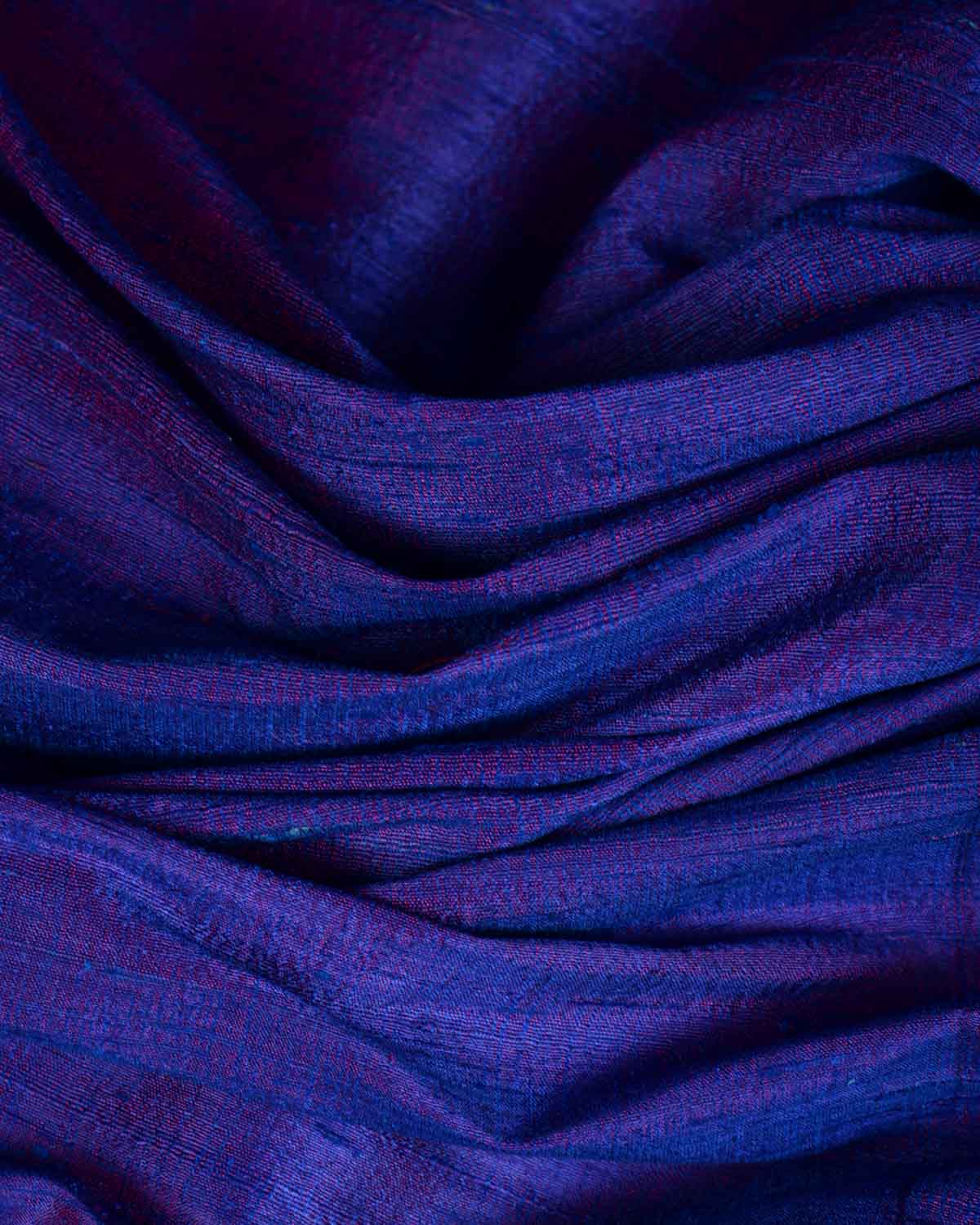 Shot Pink Purple Banarasi Textured Slub Handwoven Raw Silk Fabric-HolyWeaves