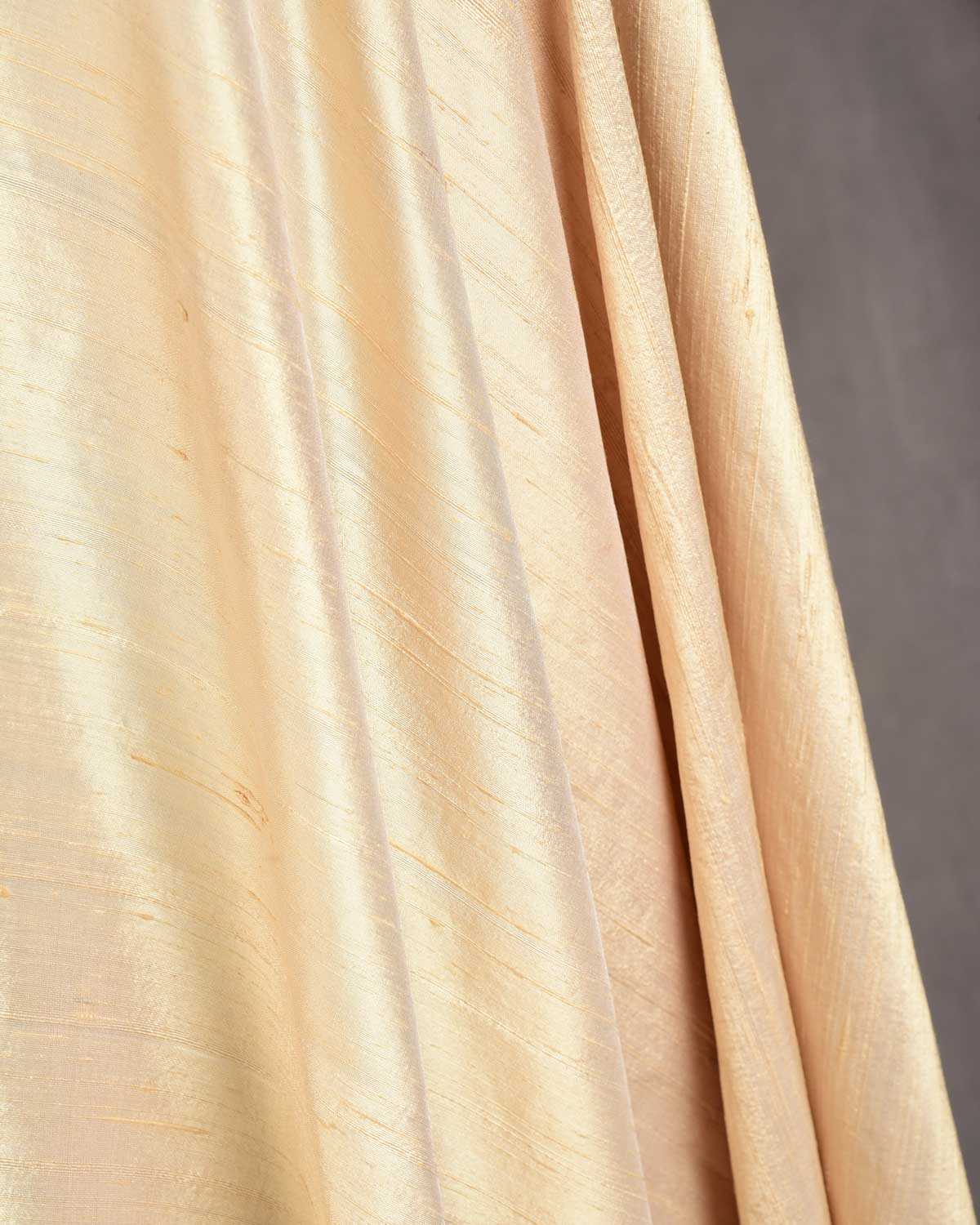 Beige Banarasi Textured Slub Handwoven Raw Silk Fabric-HolyWeaves