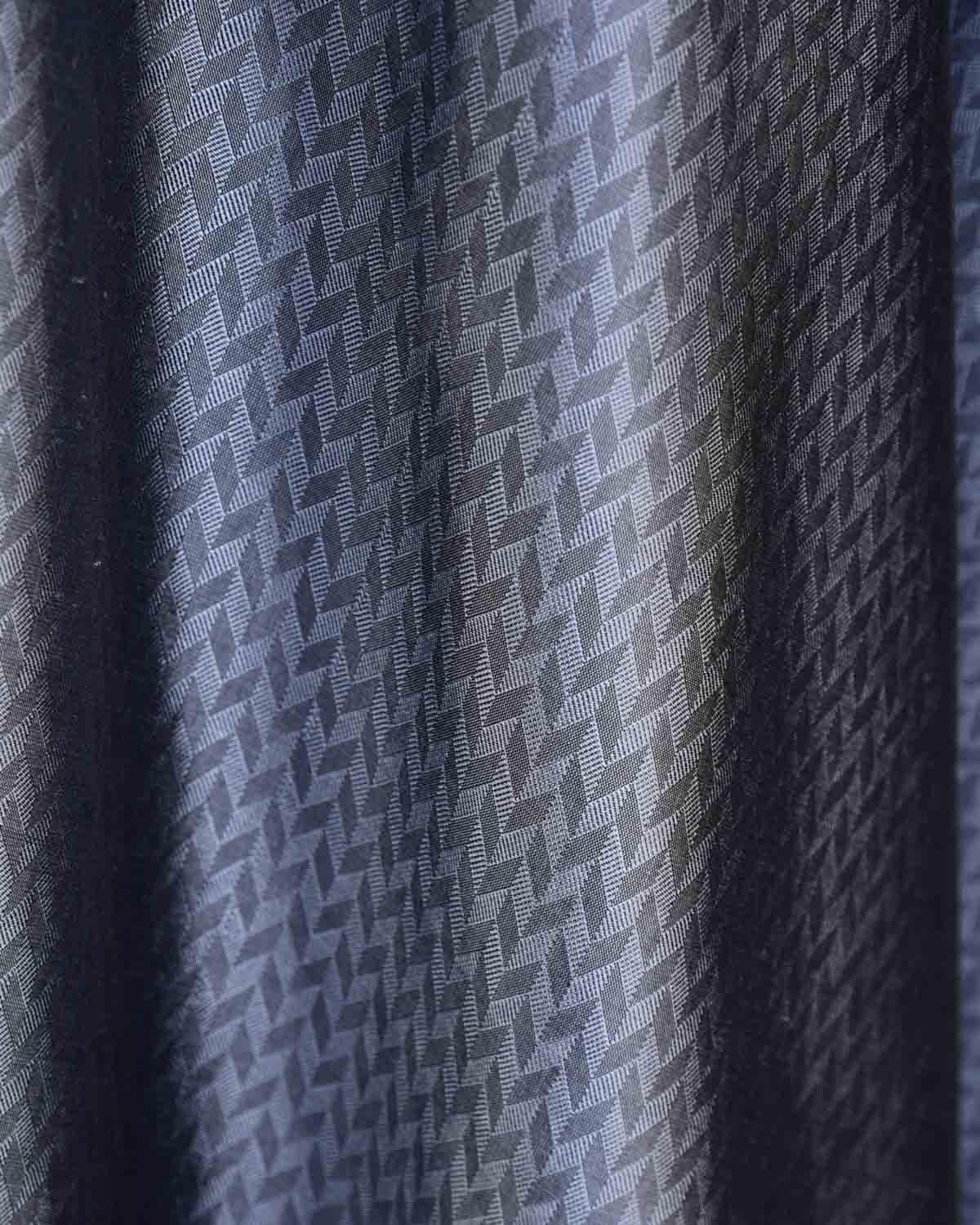 Gray Banarasi Herringbone Tanchoi Handwoven Katan Silk Fabric-HolyWeaves