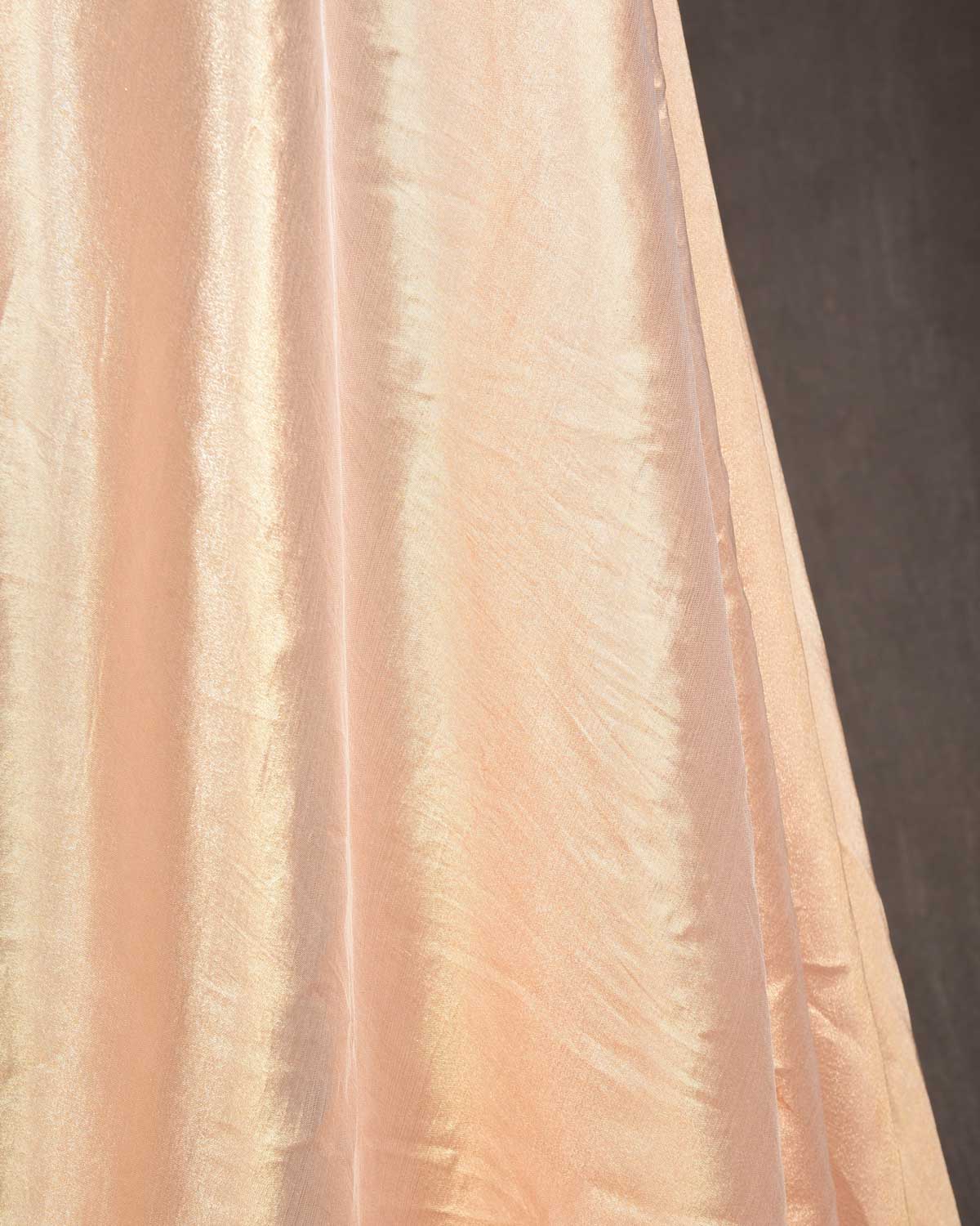 Rose Gold Woven Tissue Banarasi Fabric-HolyWeaves