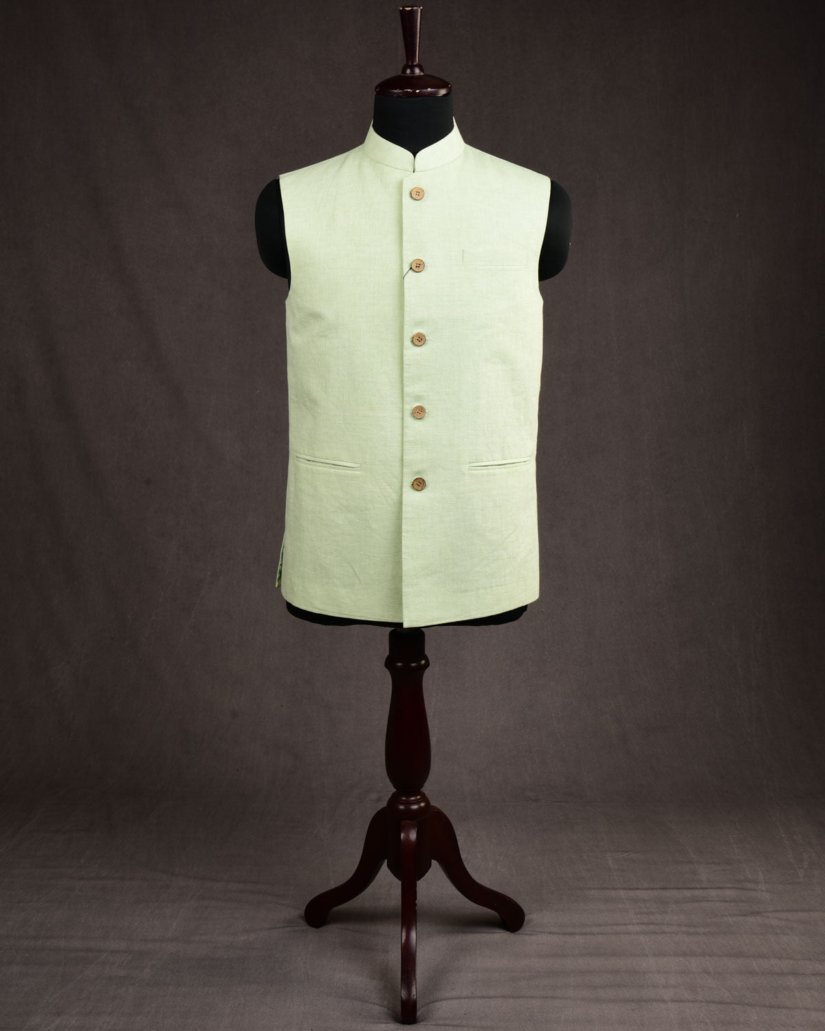 Pastel Green Linen Mens Modi Jacket-HolyWeaves