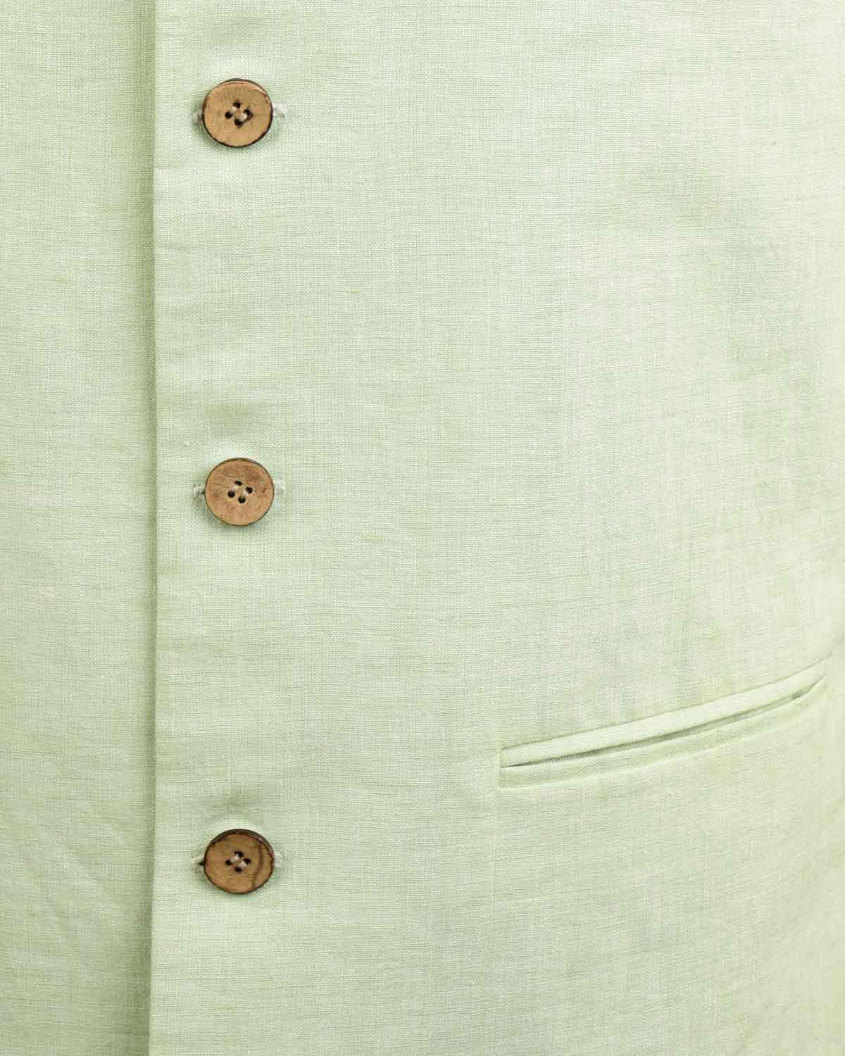 Pastel Green Linen Mens Modi Jacket-HolyWeaves