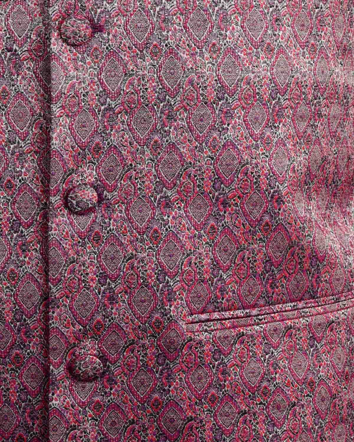 Lilac Banarasi Tehra Jamawar Silk Wool Mens Modi Jacket-HolyWeaves