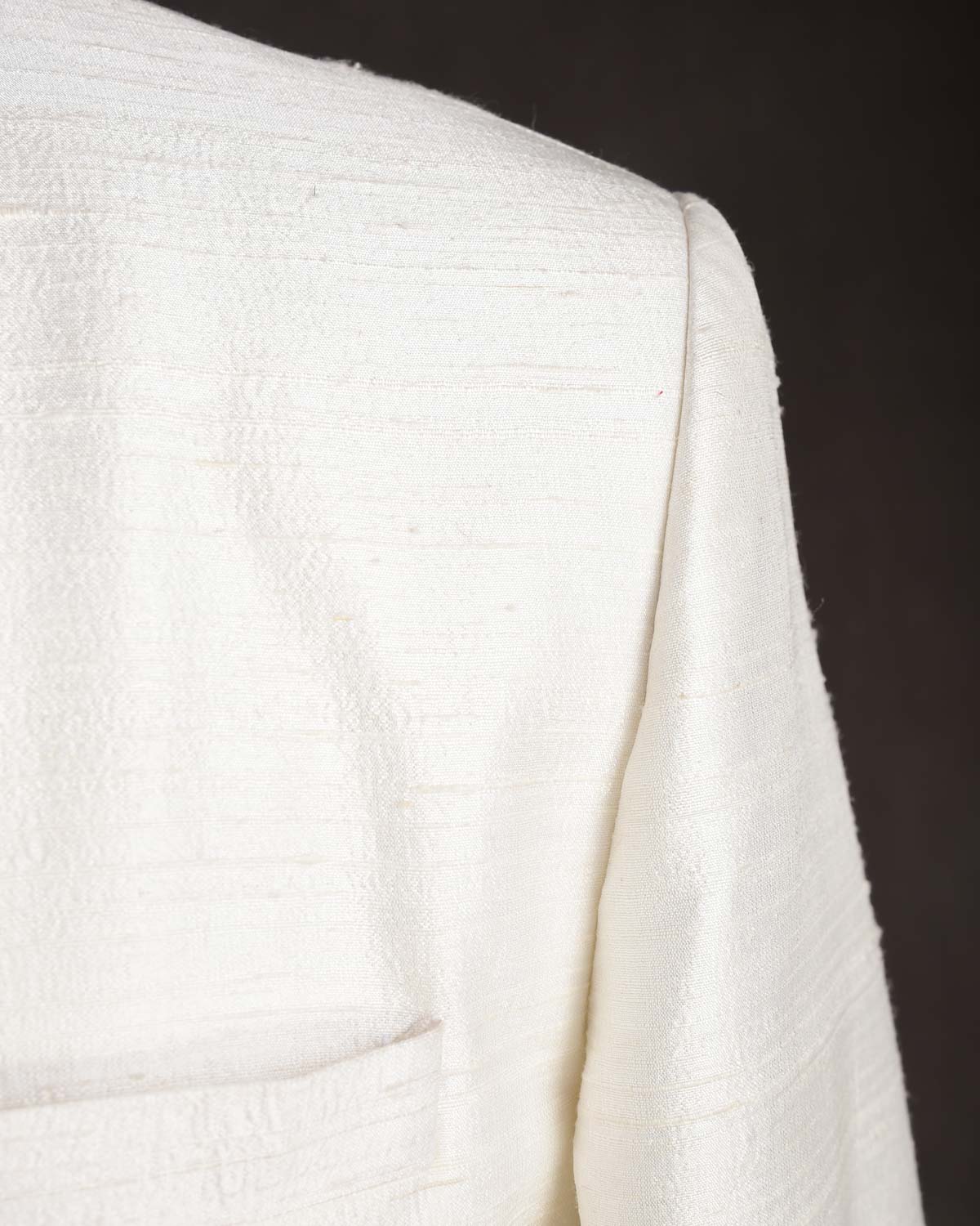 White Textured Raw Silk Mens Sherwani-HolyWeaves