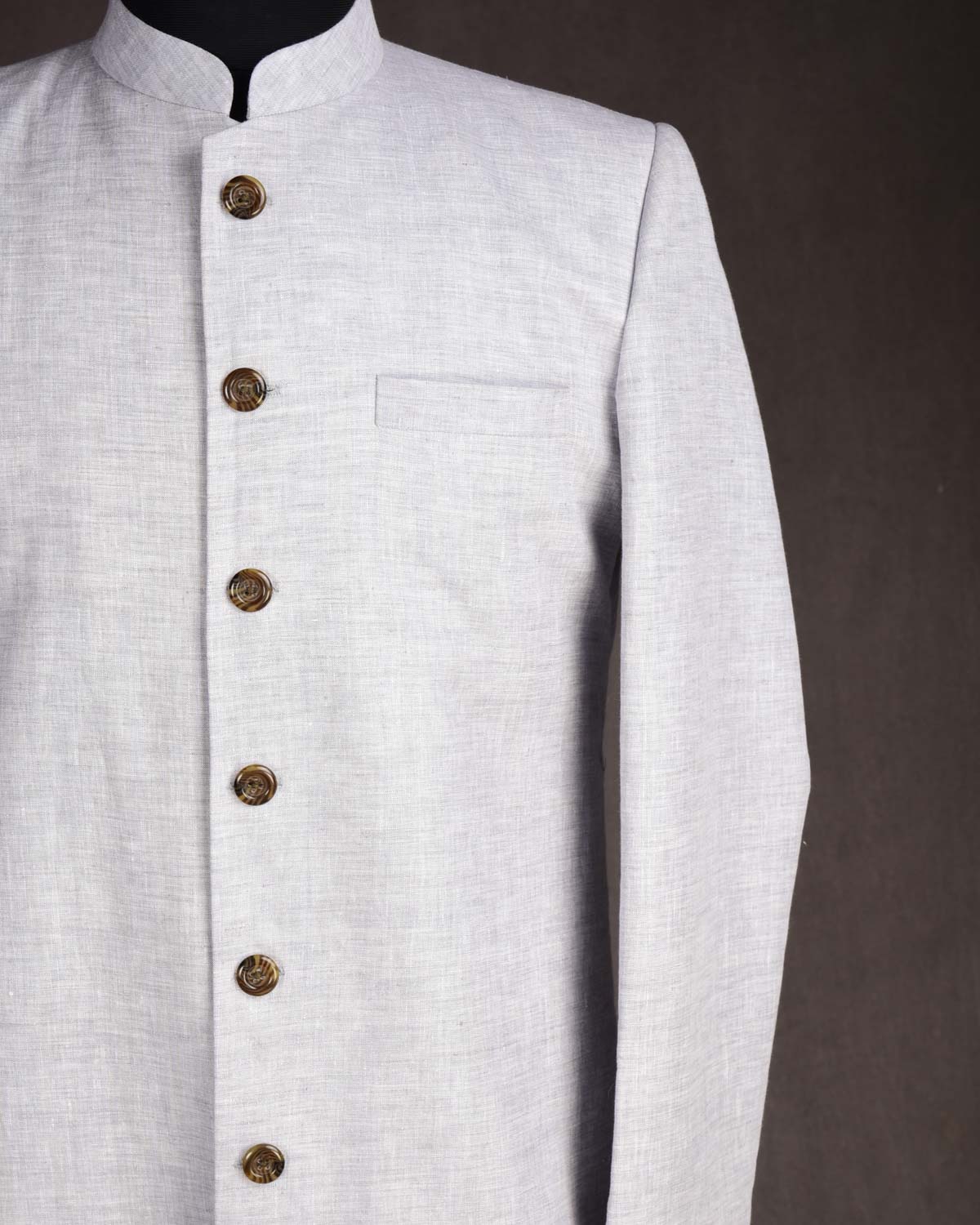 Gray Textured Linen Mens Sherwani-HolyWeaves