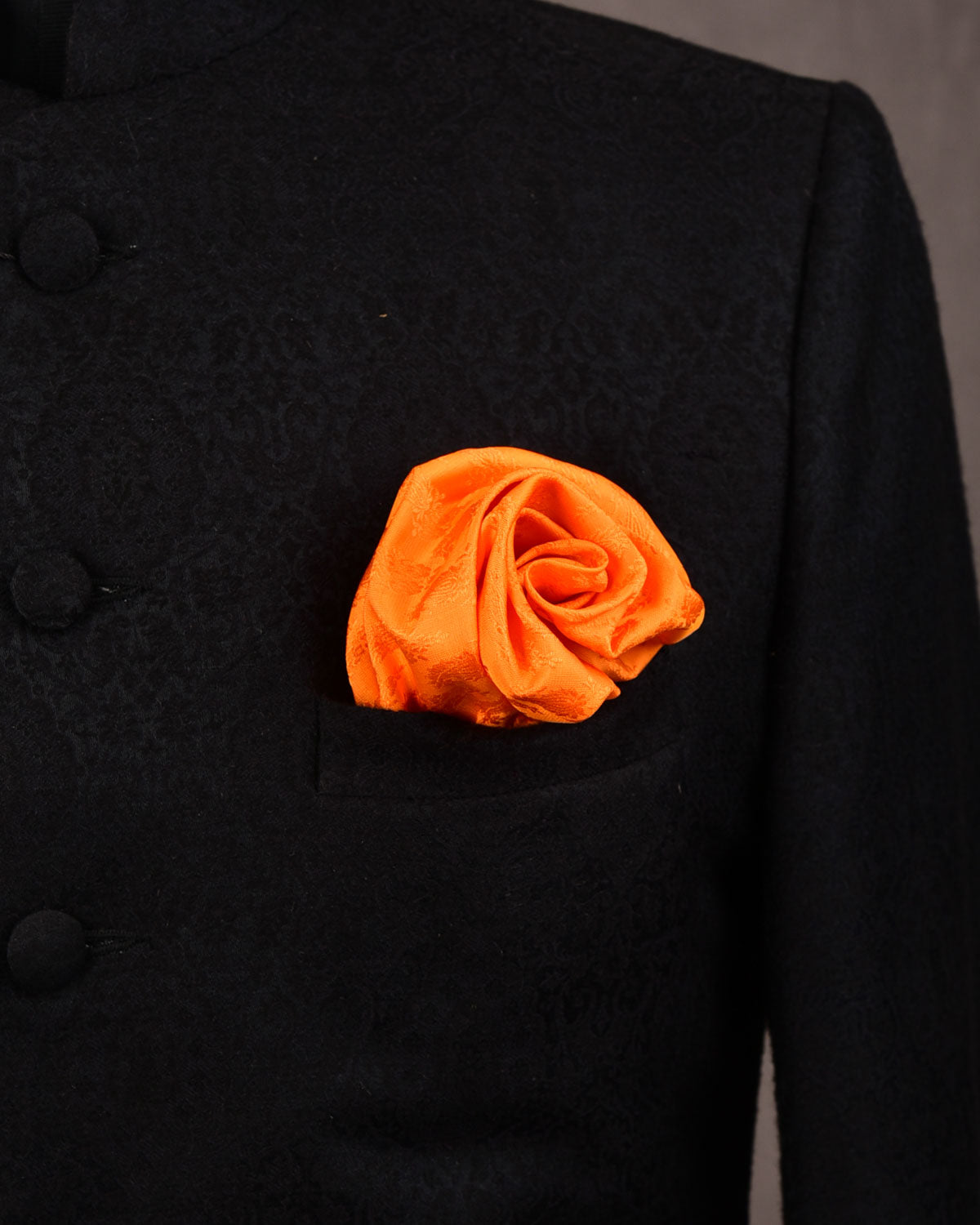 Orange Tanchoi Handwoven Pure Silk Pocket Square For Men-HolyWeaves