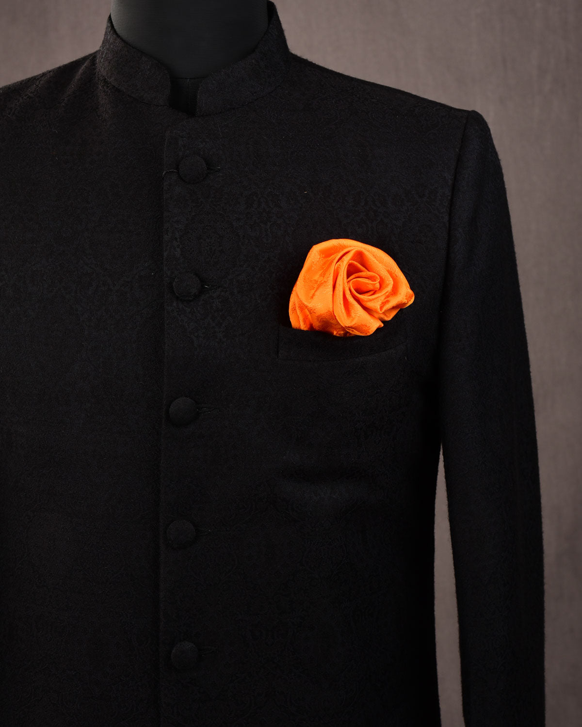 Orange Tanchoi Handwoven Pure Silk Pocket Square For Men-HolyWeaves