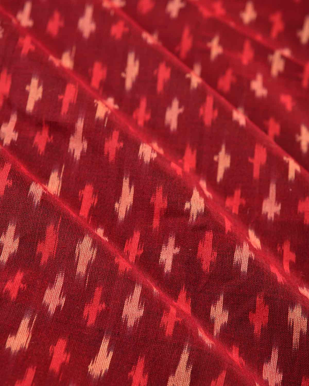 Garnet Banarasi Multi Color Buti Ikat Handwoven Cotton Pocket Square-HolyWeaves