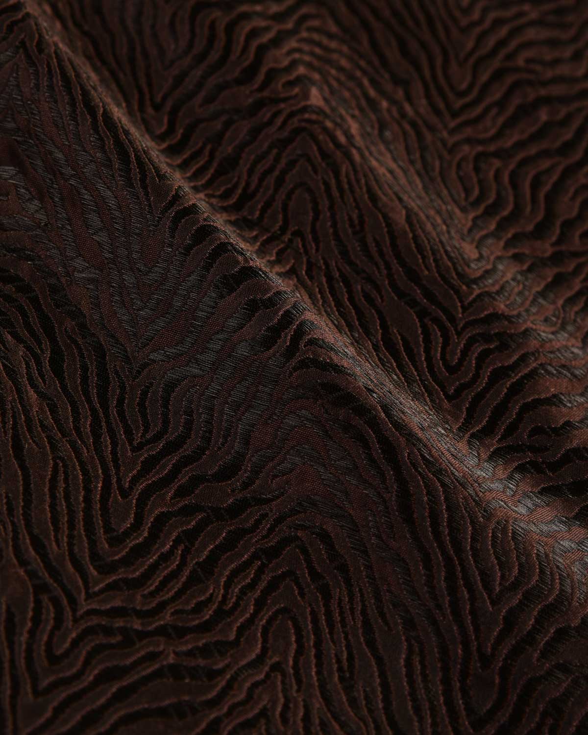 Brown Tiger Stripes Brocade Handwoven Silk Pocket Square for Men-HolyWeaves