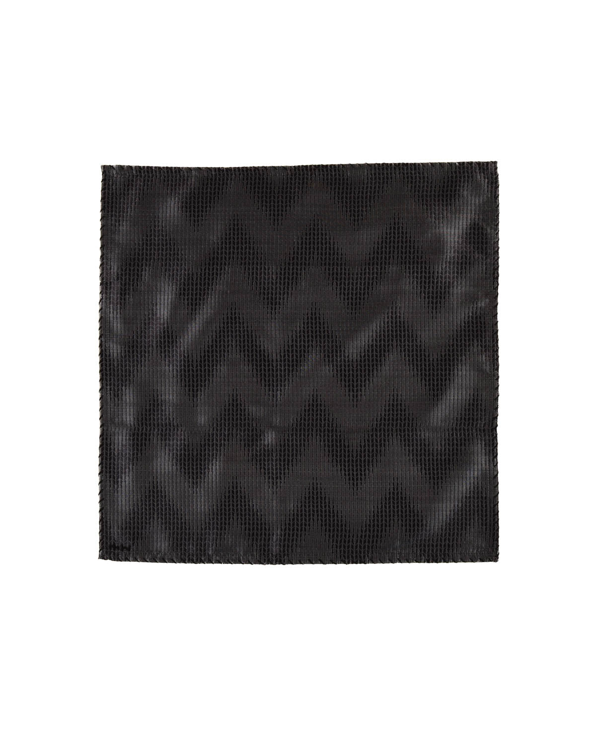 Black on Gray Banarasi Herringbone Tanchoi Handwoven Silk Pocket Square-HolyWeaves