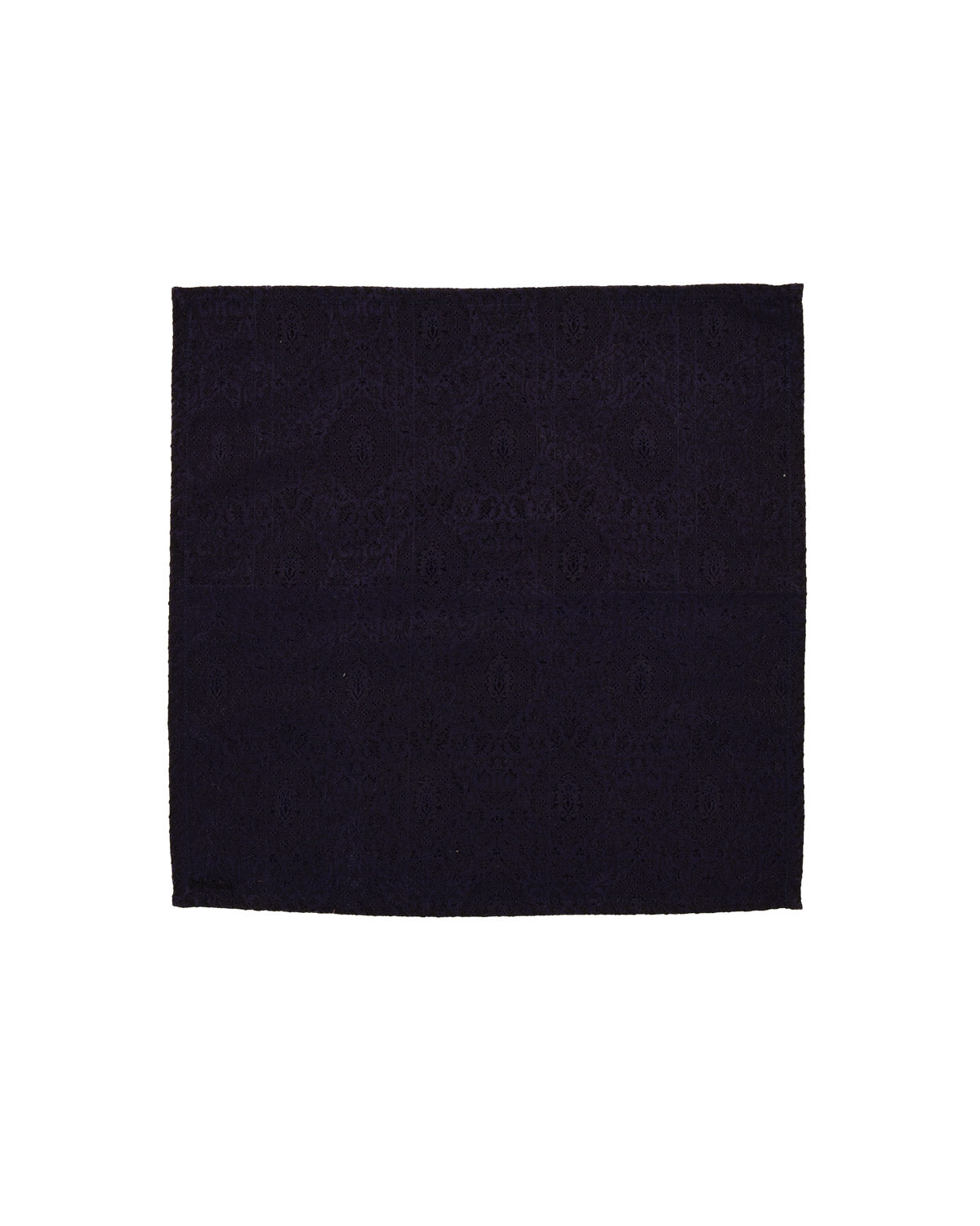 Navy Blue Banarasi Damask Tanchoi Handwoven Silk Wool Pocket Square-HolyWeaves