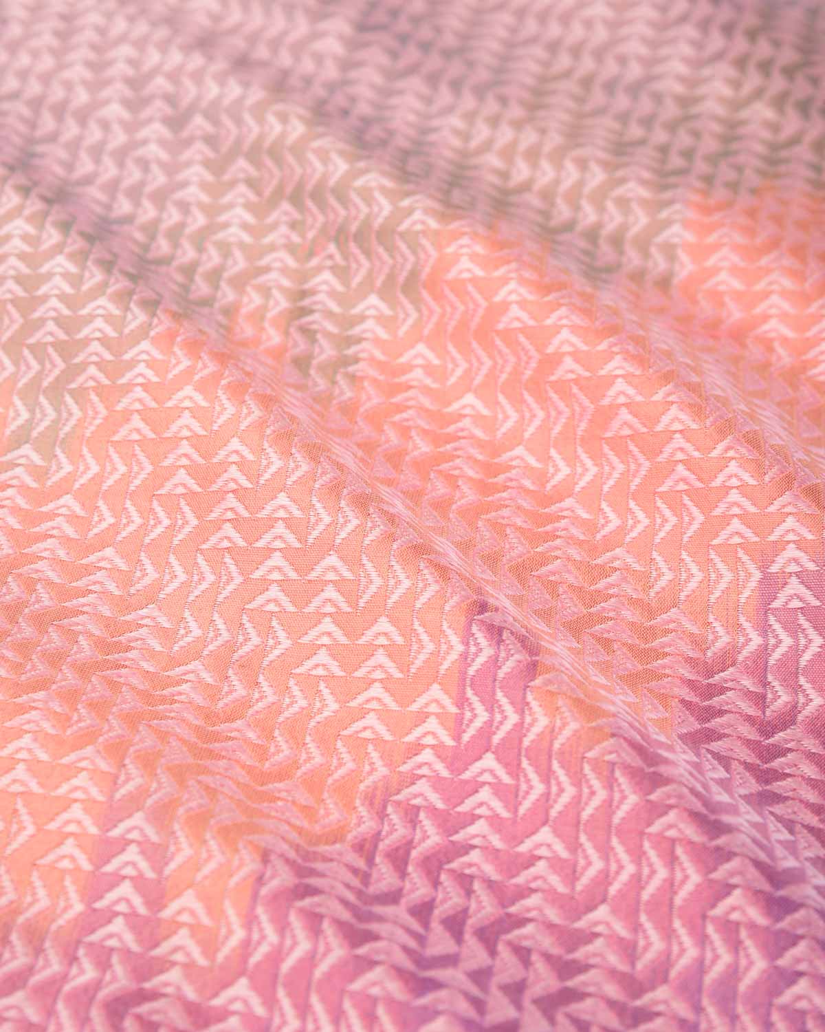 Ombre Pink Triangle Labyrinth Handwoven Silk Pocket Square for Men with Stripe Borders-HolyWeaves