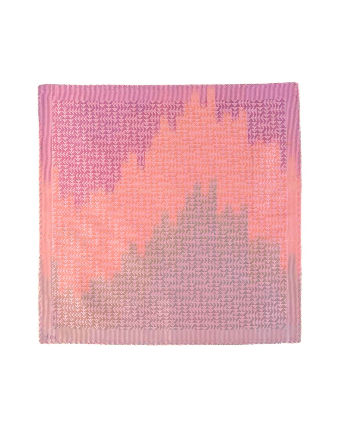 Ombre Pink Triangle Labyrinth Handwoven Silk Pocket Square for Men with Stripe Borders-HolyWeaves