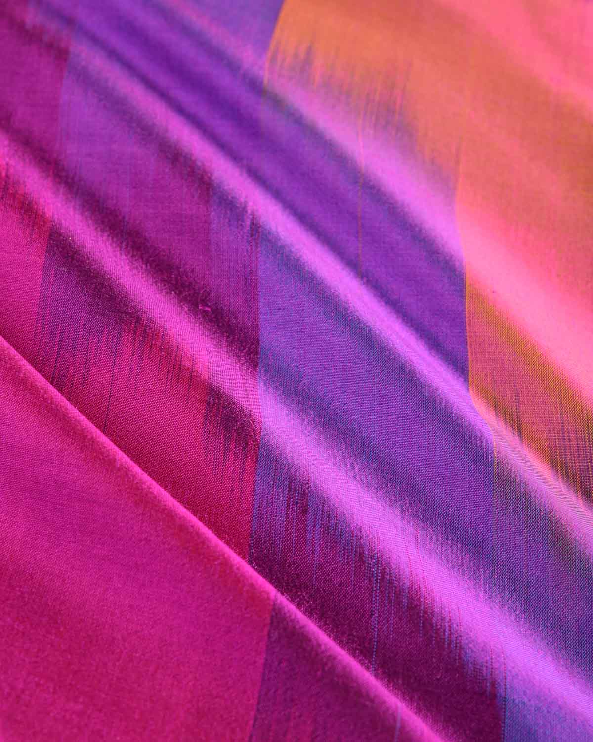 Rainbow Pink-Yellow Twin-Layer Double-Sided Ombre Handwoven Silk Pocket Square for Men-HolyWeaves