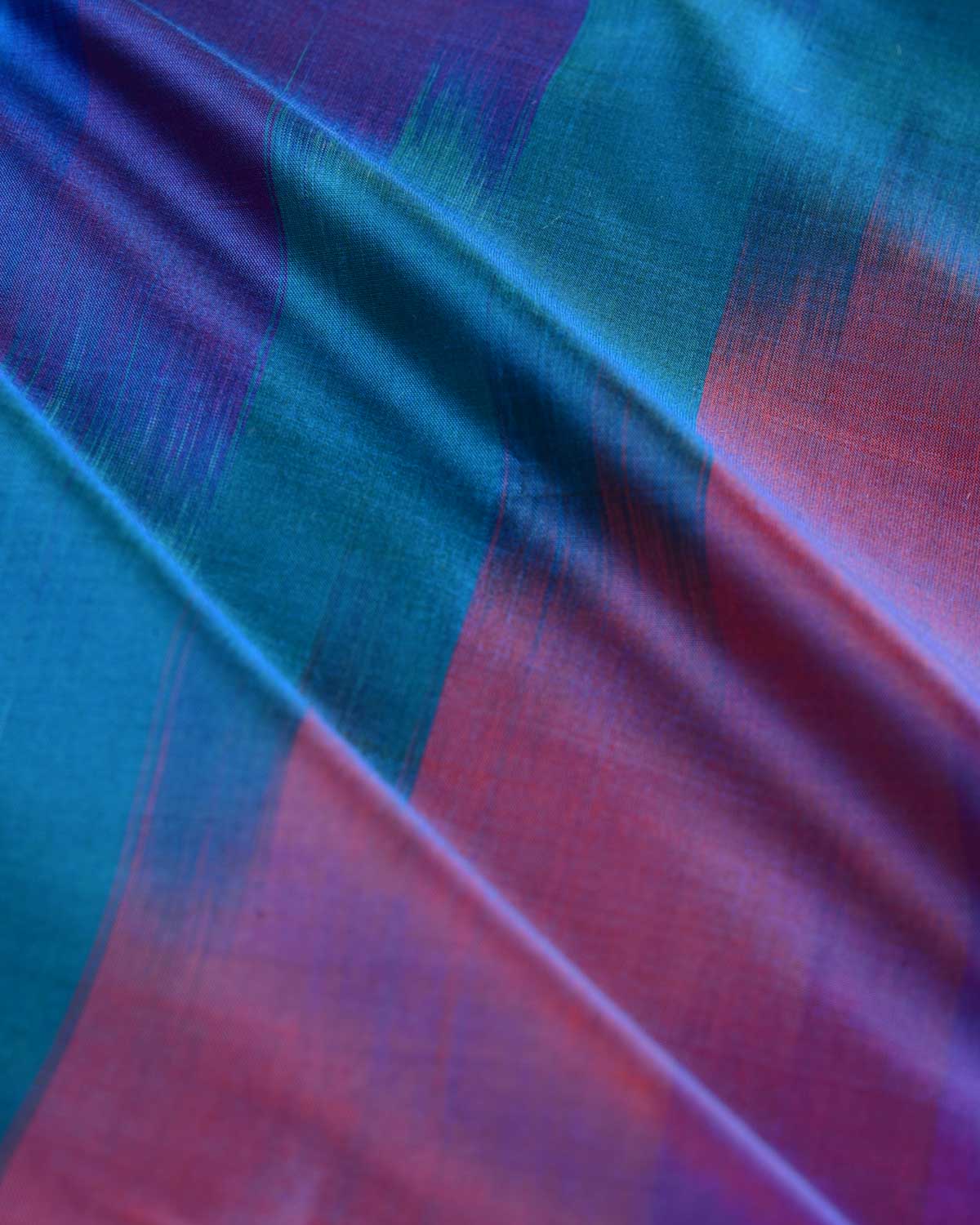 Rainbow Blue-Yellow Twin-Layer Double-Sided Ombre Handwoven Silk Pocket Square for Men-HolyWeaves