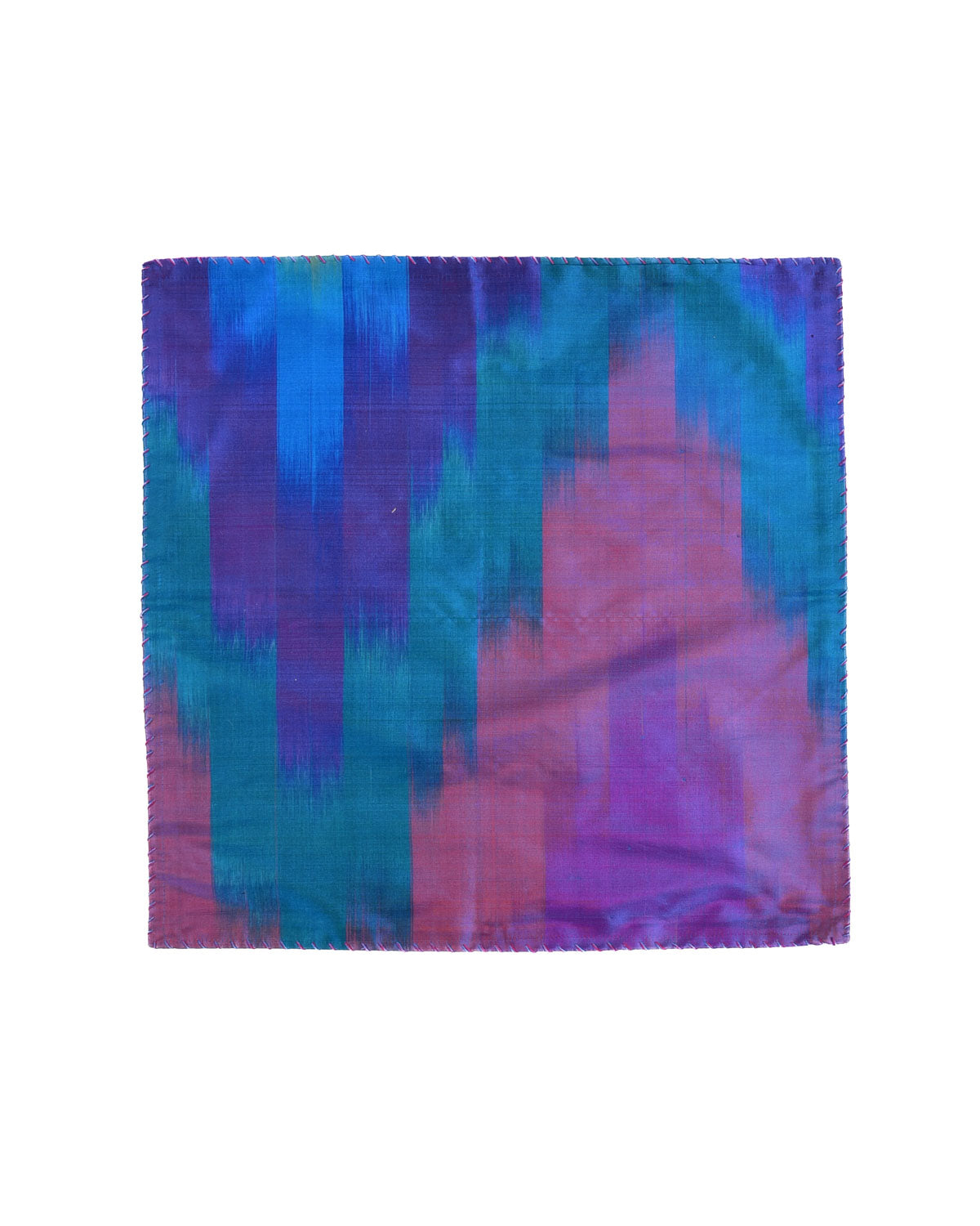 Rainbow Blue-Yellow Twin-Layer Double-Sided Ombre Handwoven Silk Pocket Square for Men-HolyWeaves