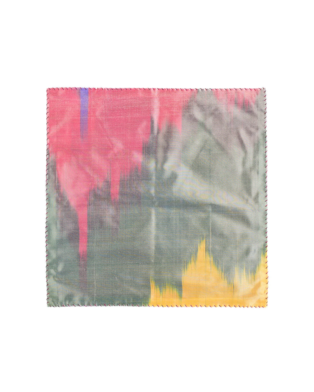 Rainbow Pink-Gray Twin-Layer Double-Sided Ombre Handwoven Silk Pocket Square for Men-HolyWeaves