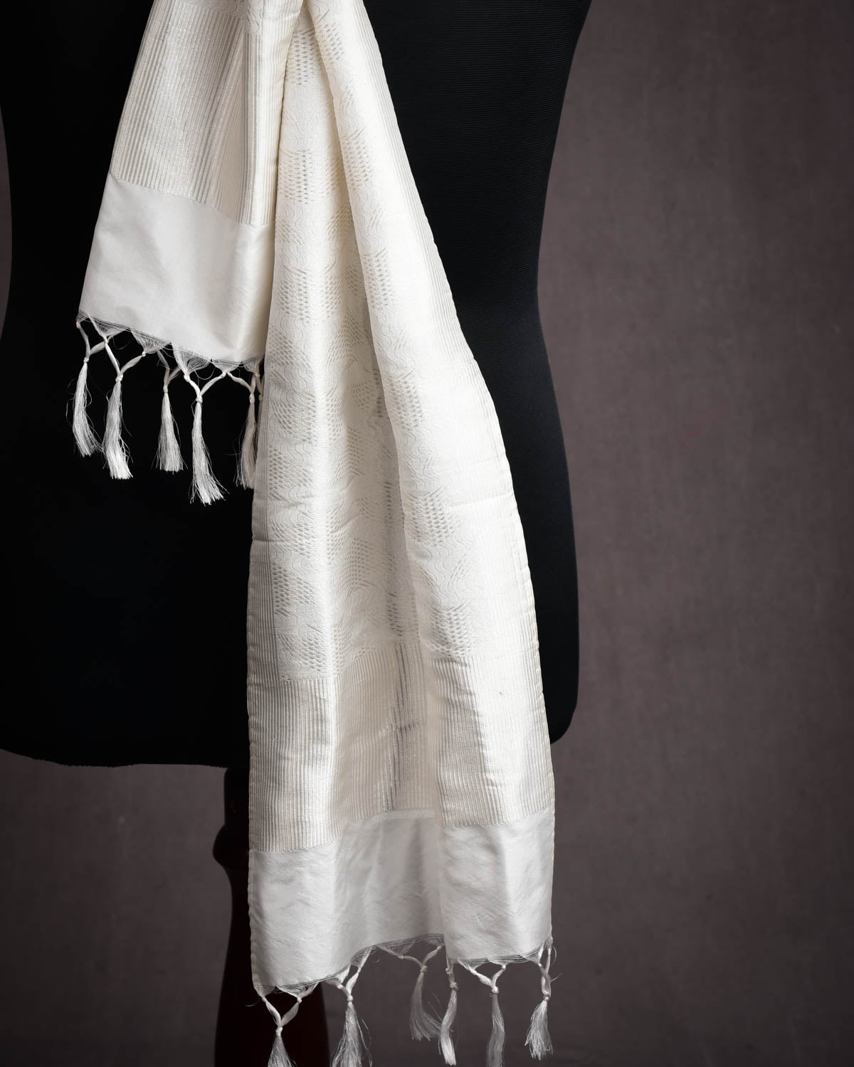 White and silver scarf top