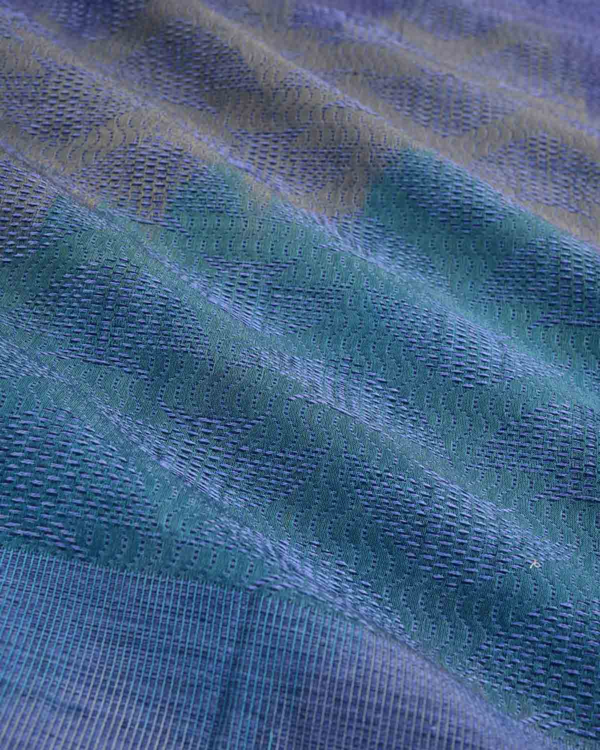 Multi-color Pinstripe Oceanic Pisces Tanchoi Handwoven Silk Wool Scarf 80"x22"-HolyWeaves