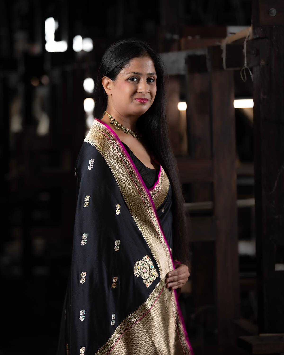 Women's Black Crepe Sarees Collection at Soch India