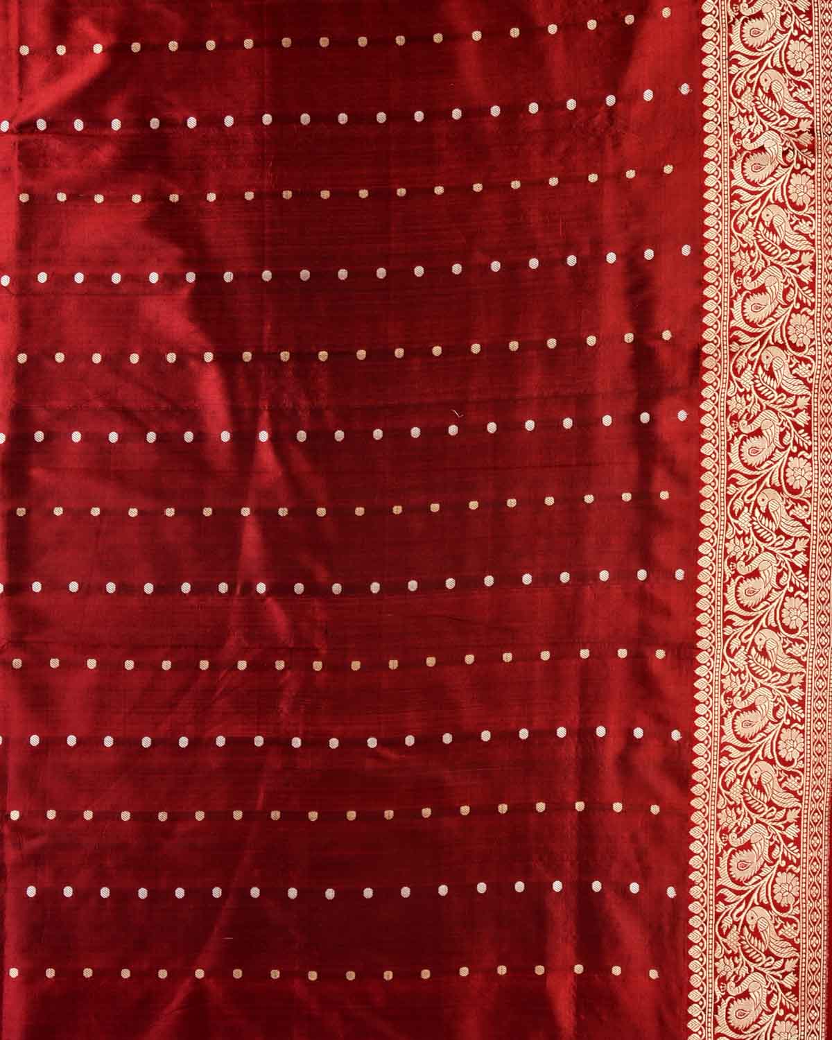 Mahogany Banarasi Peacock Ring Kadhuan Brocade Handwoven Katan Silk Saree-HolyWeaves