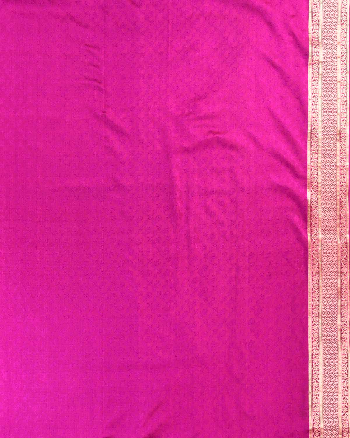 Magenta Banarasi Gold Zari with Silver Meena Cutwork Brocade Handwoven Katan Silk Saree - By HolyWeaves, Benares