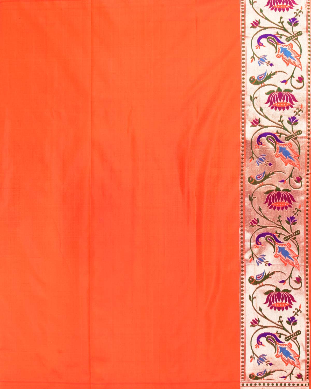 Peach Banarasi Gold Zari Meena Parrot & Peacock Lotus Jaal Paithani Cutwork Brocade Handwoven Katan Silk Saree - By HolyWeaves, Benares