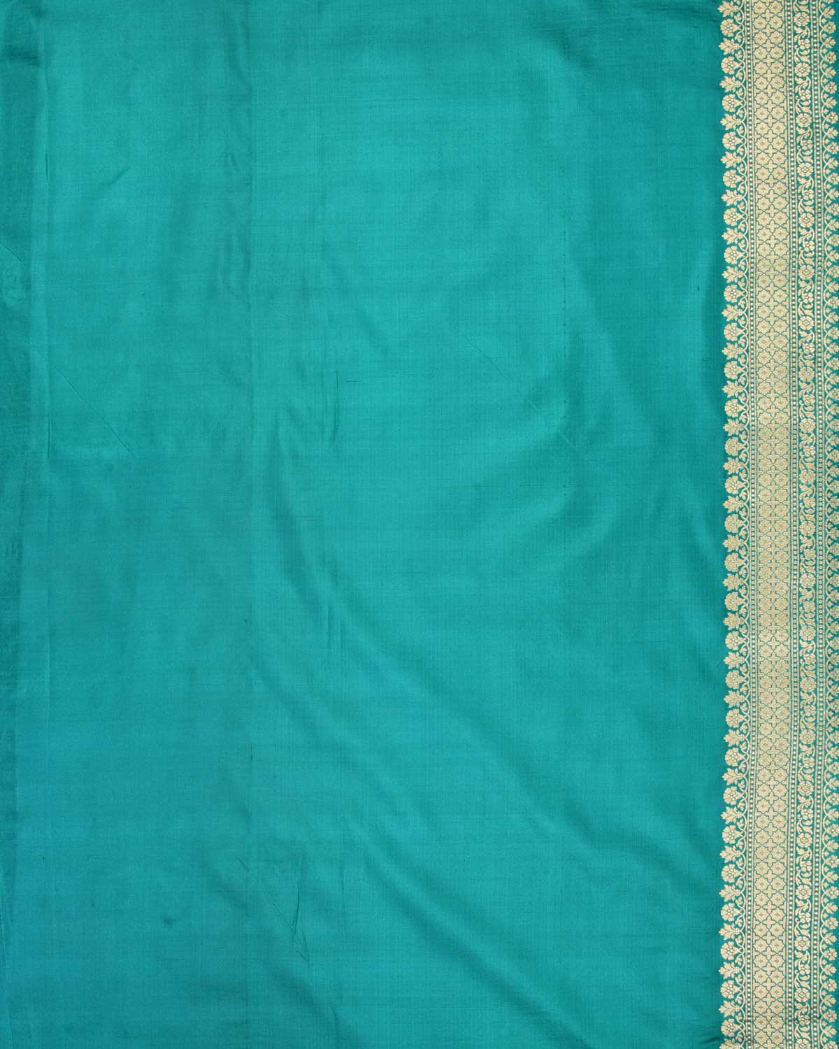 Turquoise Blue Banarasi Gold Zari Floral Jaal with Silver Meena Cutwork Brocade Handwoven Katan Silk Saree-HolyWeaves