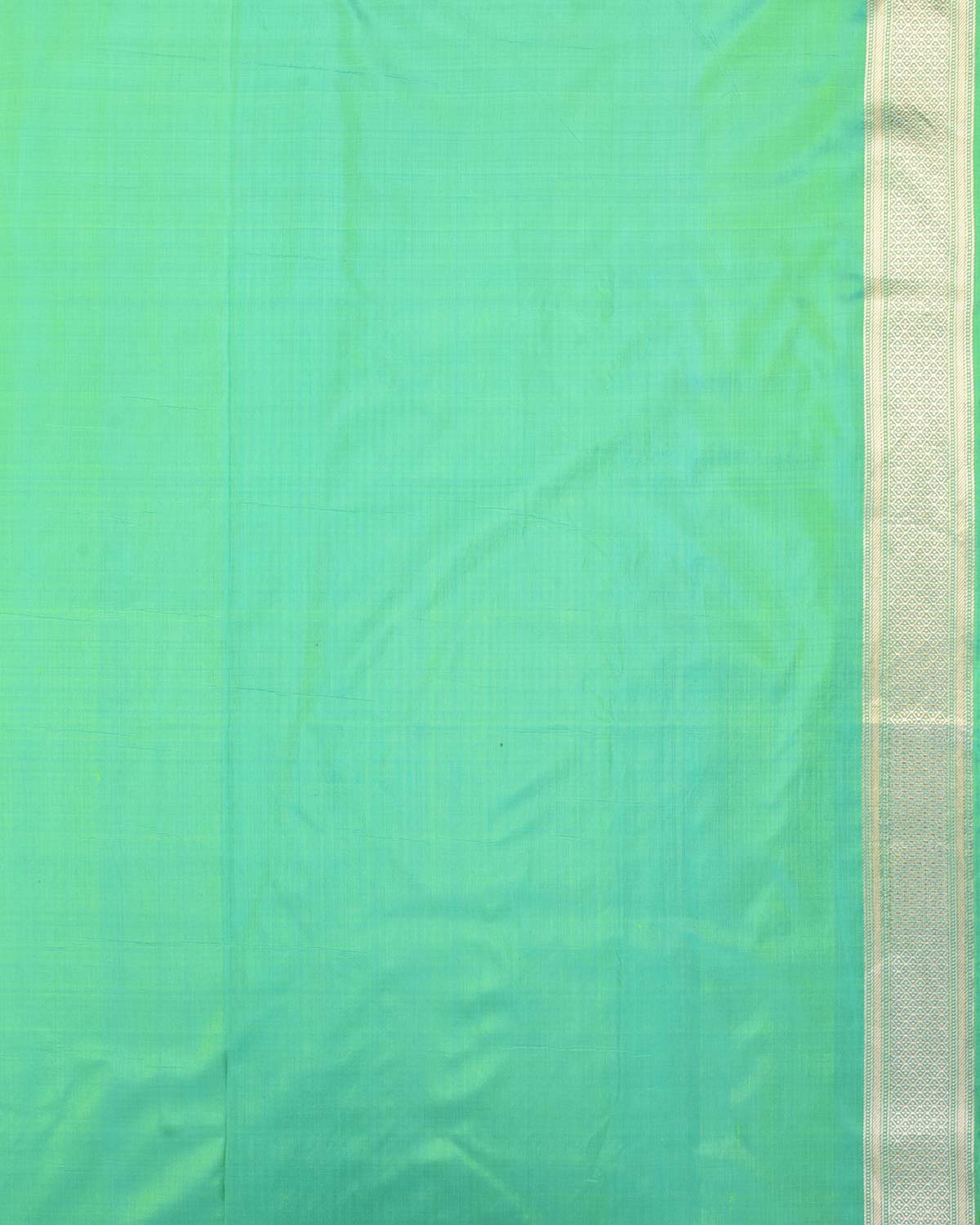 Shot Blue-Green Banarasi Gold Zari Paisley Jaal Cutwork Brocade Handwoven Katan Silk Saree-HolyWeaves