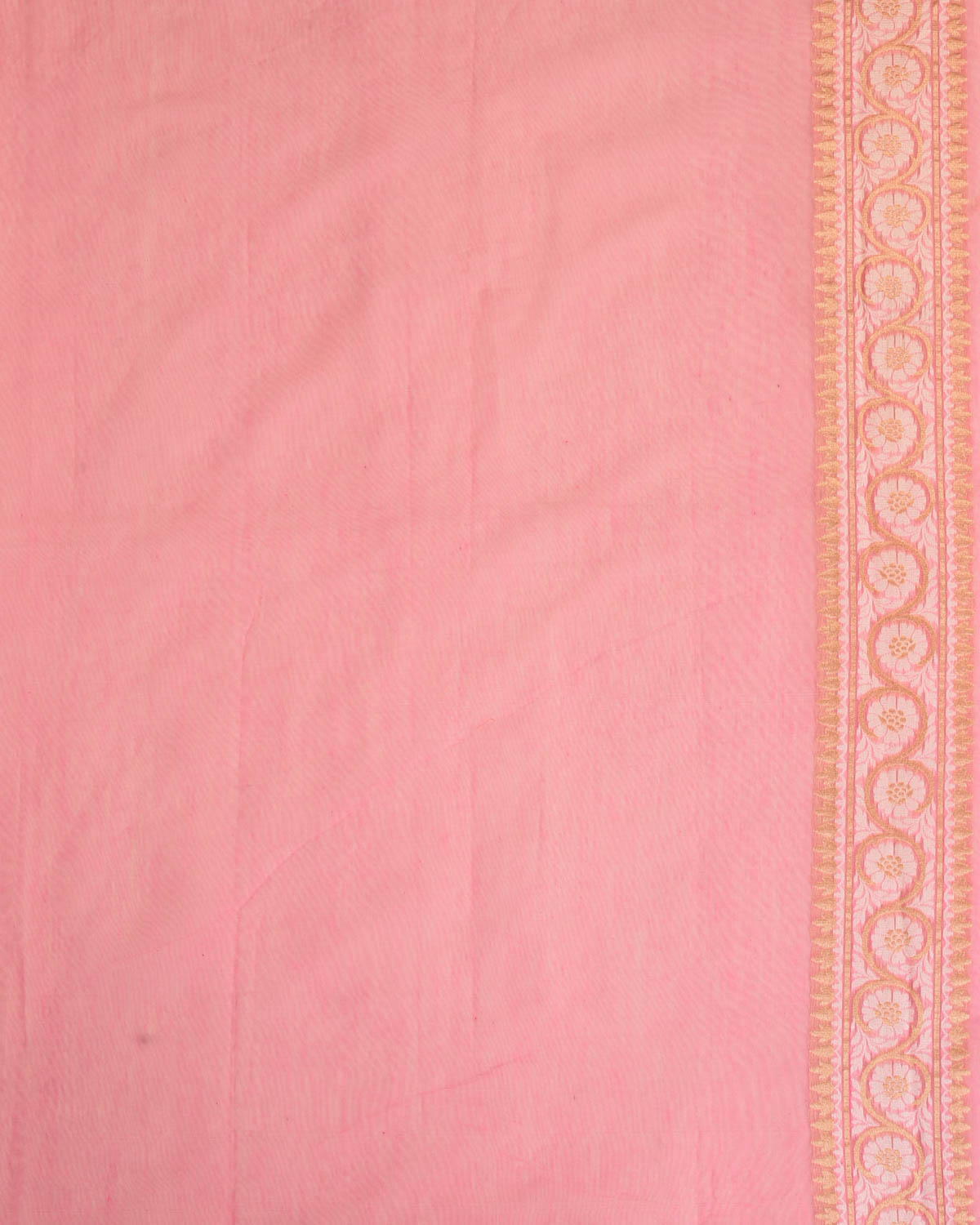 Pink Banarasi Gold Zari and White Resham Buti Cutwork Brocade Woven Art Cotton Silk Saree-HolyWeaves