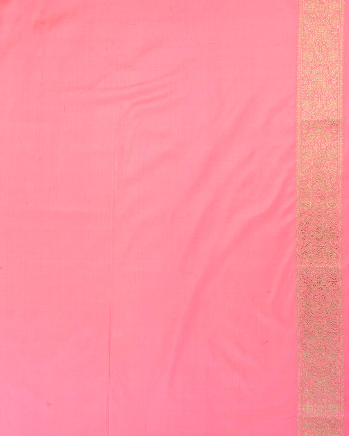 Pink Banarasi Gold Zari Waves Cutwork Brocade Handwoven Katan Silk Saree-HolyWeaves