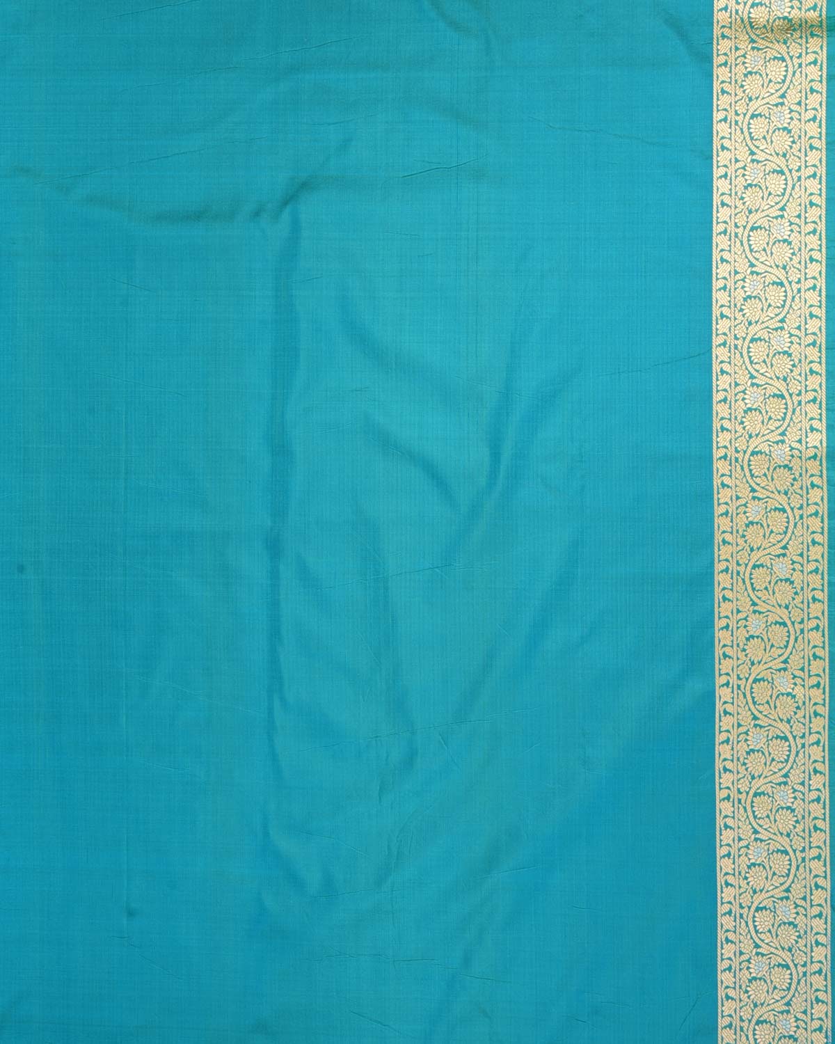 Shot Blue-Green Banarasi Gold & Silver Zari Random Blocks Cutwork Brocade Handwoven Katan Silk Saree-HolyWeaves