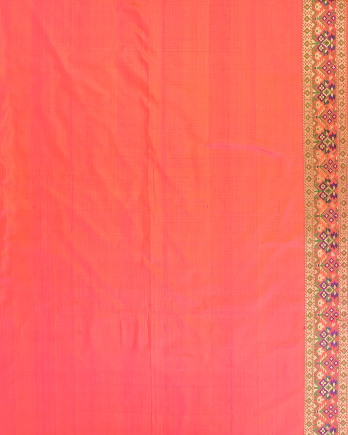 Shot Orange Traditional Patola Tehri Cutwork Brocade Handwoven Katan Silk Banarasi Saree-HolyWeaves