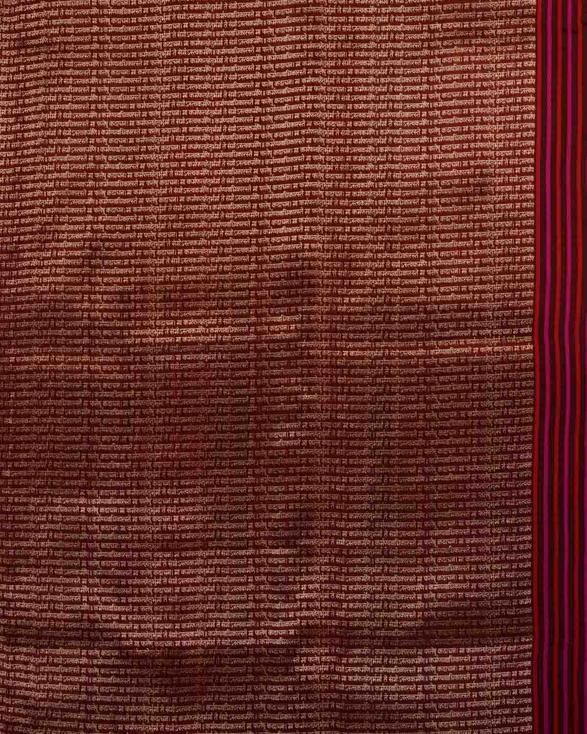 Black Banarasi Pink & Red Resham Duet Polka Buti Cutwork Brocade Handwoven Katan Silk Saree with Gita Shlok Blouse-HolyWeaves