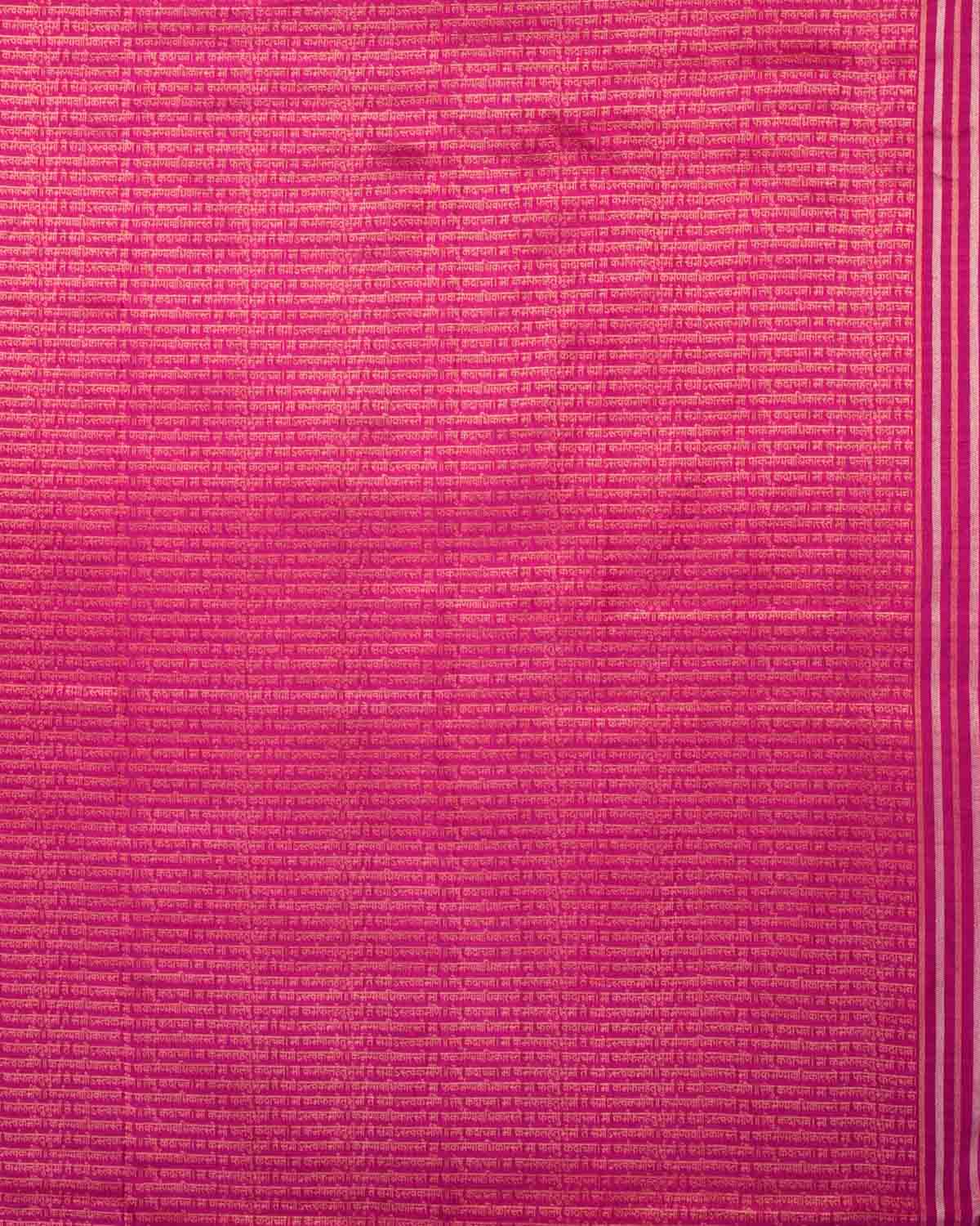 Yellow Banarasi Pink & Purple Resham Duet Polka Buti Cutwork Brocade Handwoven Katan Silk Saree with Gita Shlok Blouse-HolyWeaves