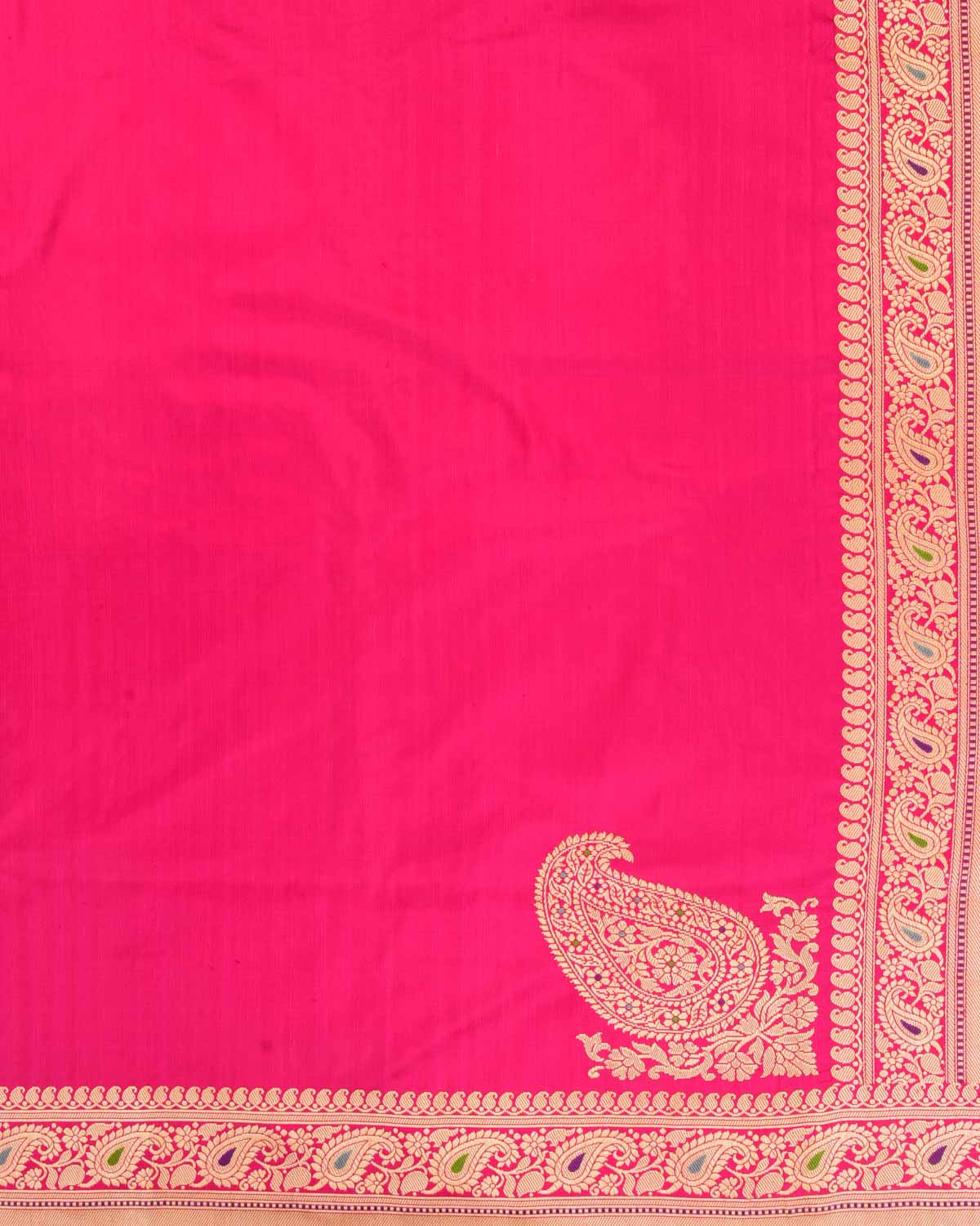 Rani Pink Banarasi Ektara Kadhuan Brocade Handwoven Katan Silk Saree with Meenekari Koniya Buta-HolyWeaves