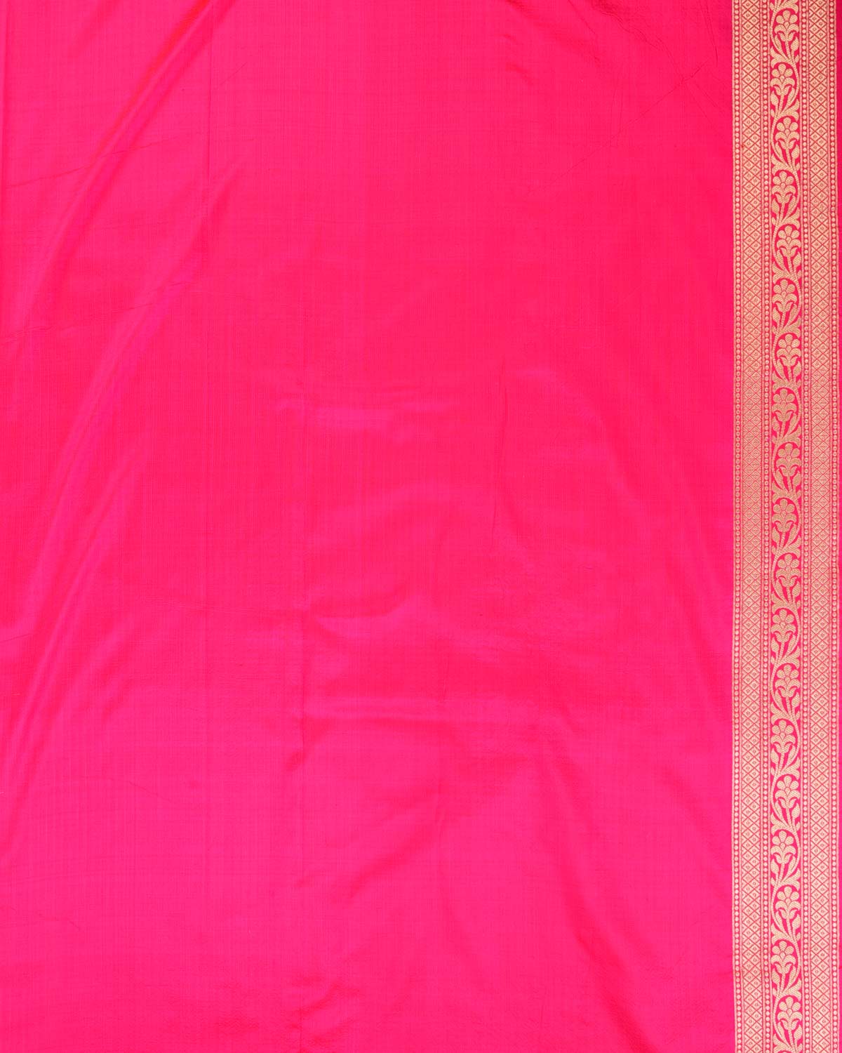 Rani Pink Banarasi Gold Zari Moroccon Grids Cutwork Brocade Handwoven Katan Silk Saree-HolyWeaves