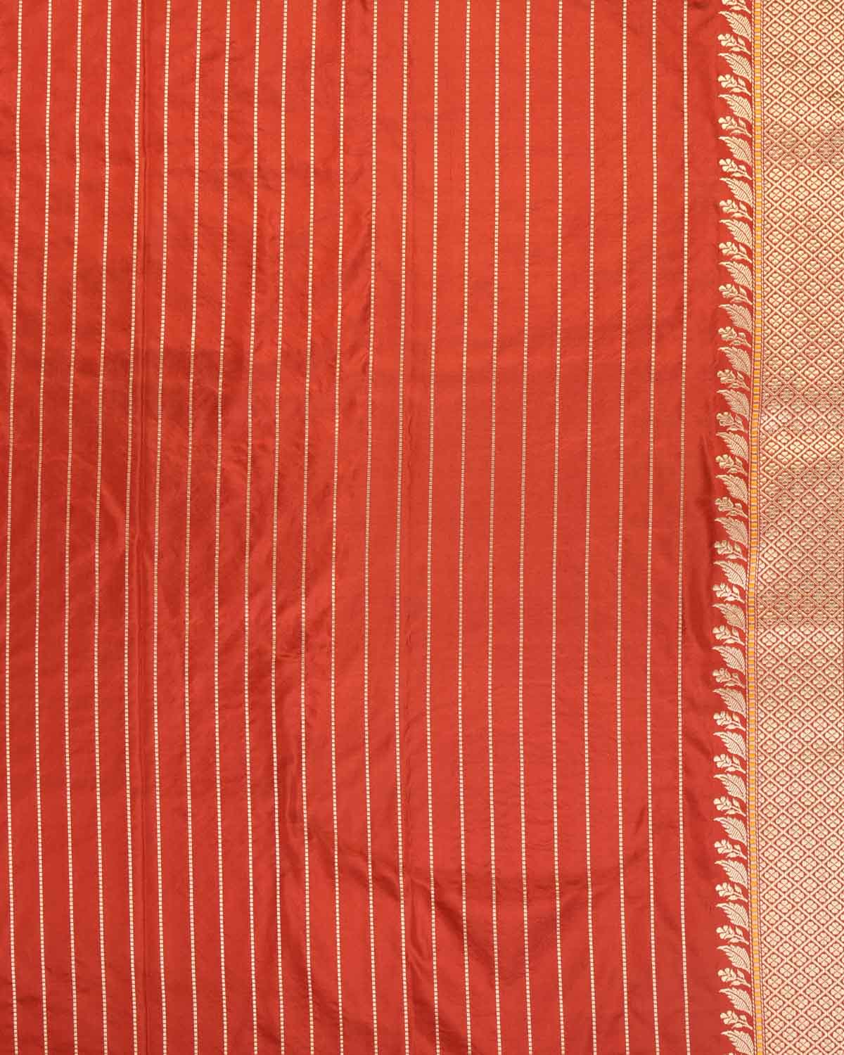 Rust Banarasi Gold Zari & Meenekari Kadhuan Brocade Handwoven Katan Silk Saree-HolyWeaves