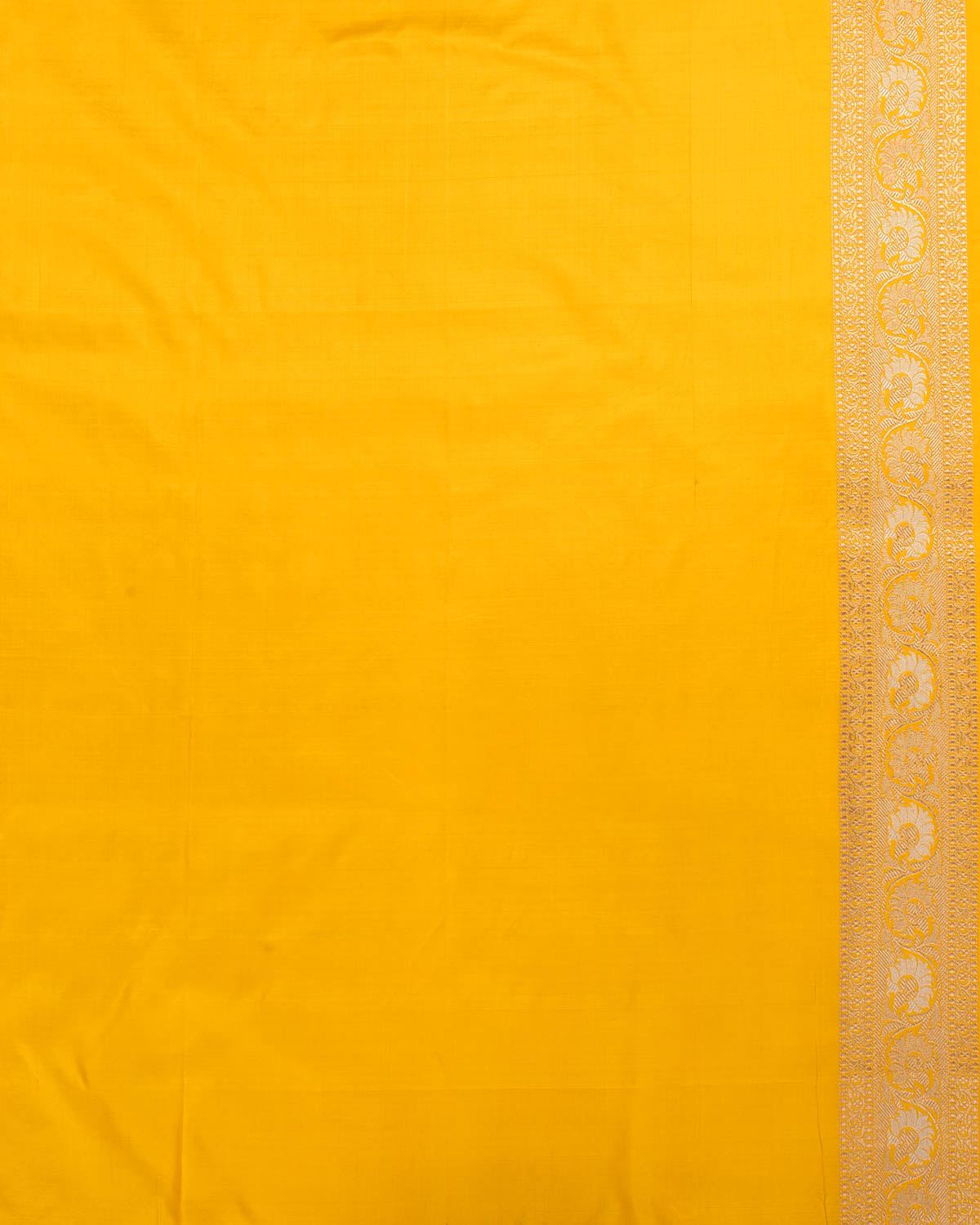 Yellow Banarasi Gold & Silver Zari Alfi Leheriya Jaal Cutwork Brocade Handwoven Katan Silk Saree-HolyWeaves